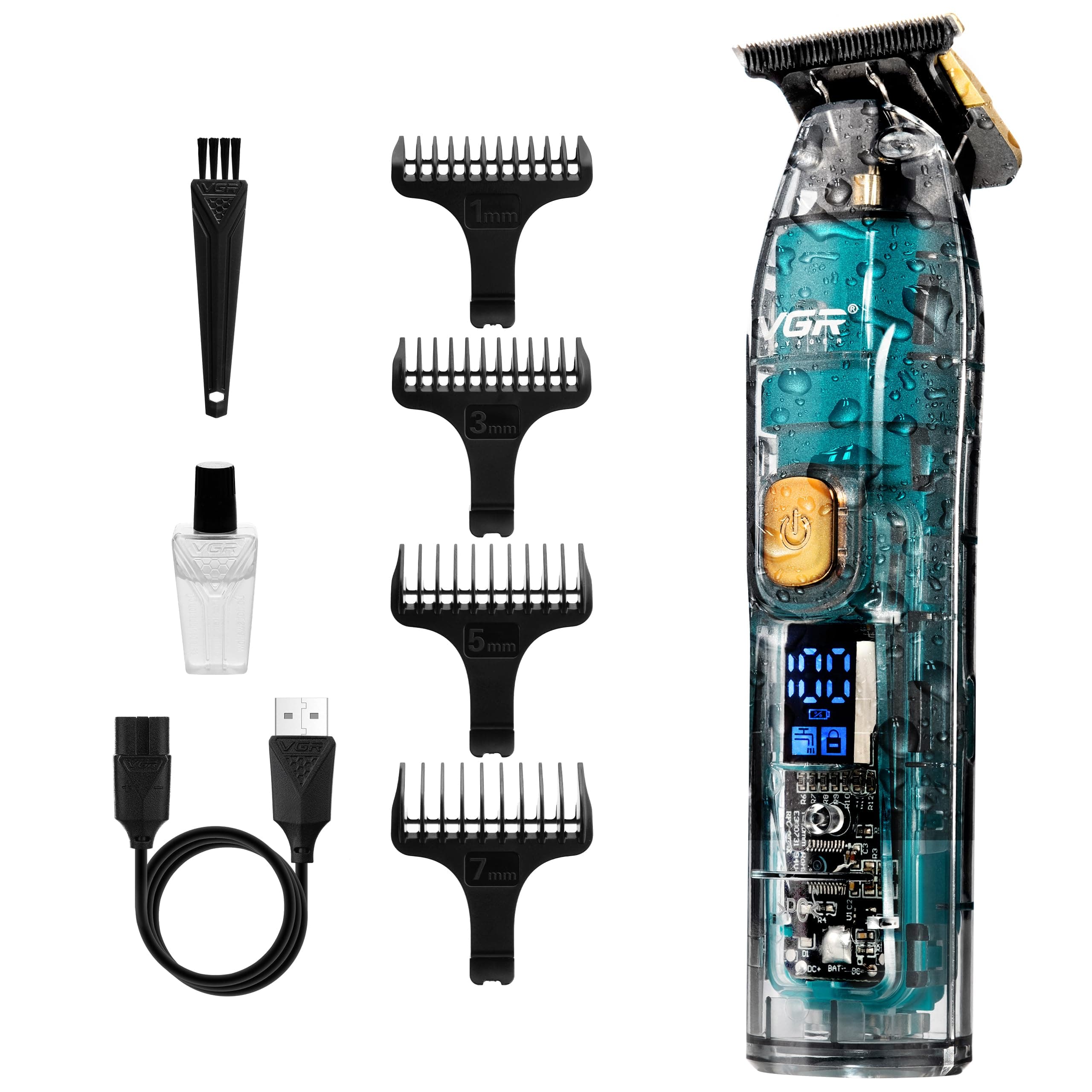 Beard Trimmer for Men Rechargeable Cordless Hair Clippers - IPX7 Waterproof - 180 Min Battery - Precision Ceramic Blades - Facial Electric Shaver Grooming Kit for Stubble, Sideburns, Bald Head