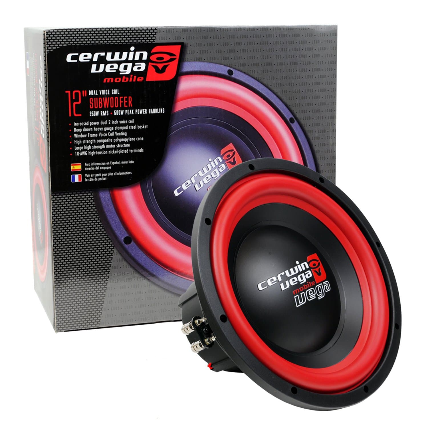 Cerwin Vega VEGA124.2 12" Dual 4 ohm Car Subwoofer 500Watts Power