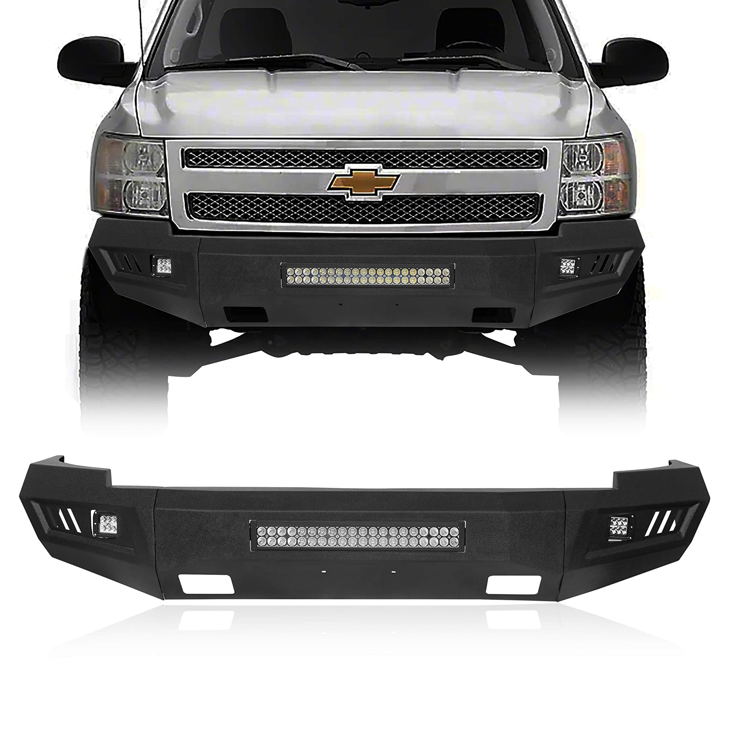 Silverado Full Width Front Bumper Compatible with Chevy Silverado 1500 2nd Gen 2007 2008 2009 2010 2011 2012 2013 Pickup Trucks