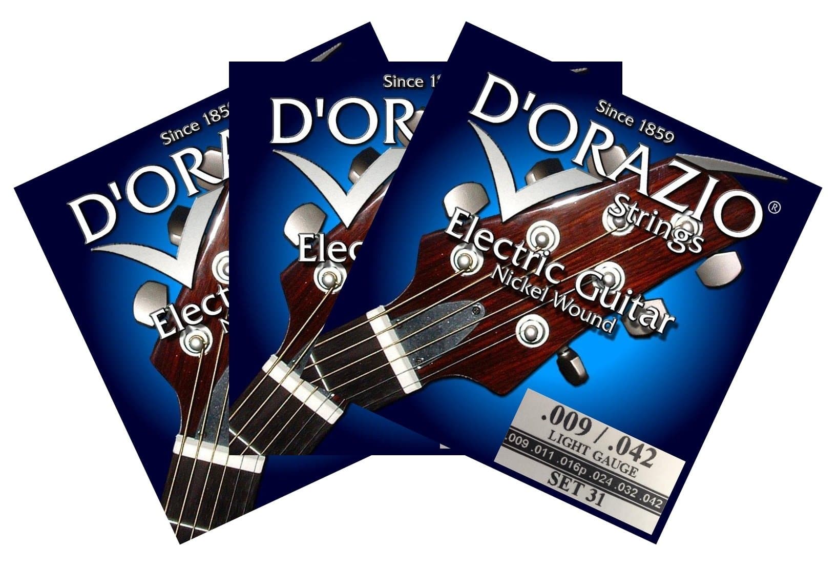 D'Orazio Strings-SET 31 Electric Guitar Strings 009 3Pack