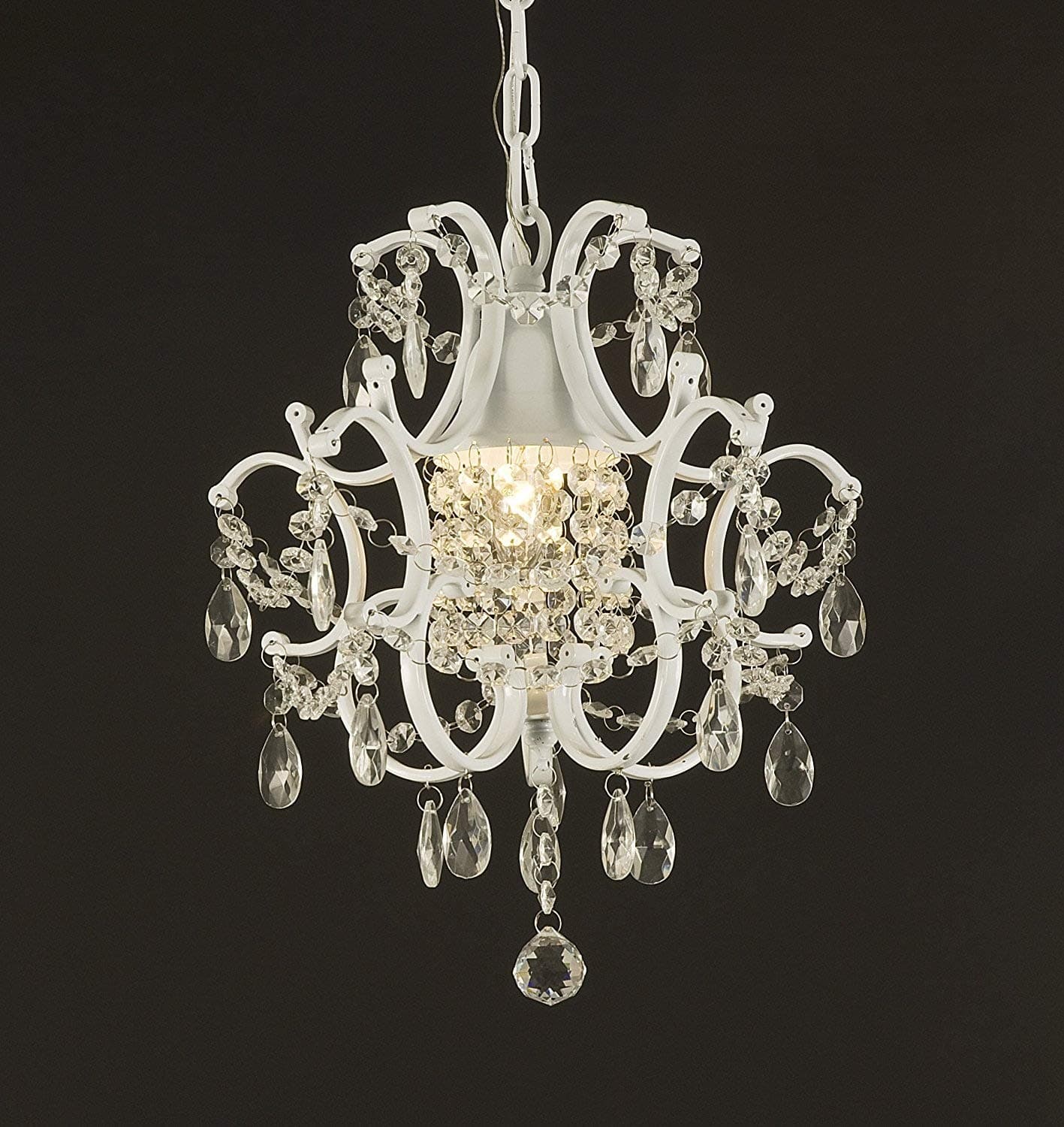 Jac D'Lights J10-592/1 Wrought Iron Crystal Chandelier, 14x11x1-Inch, White