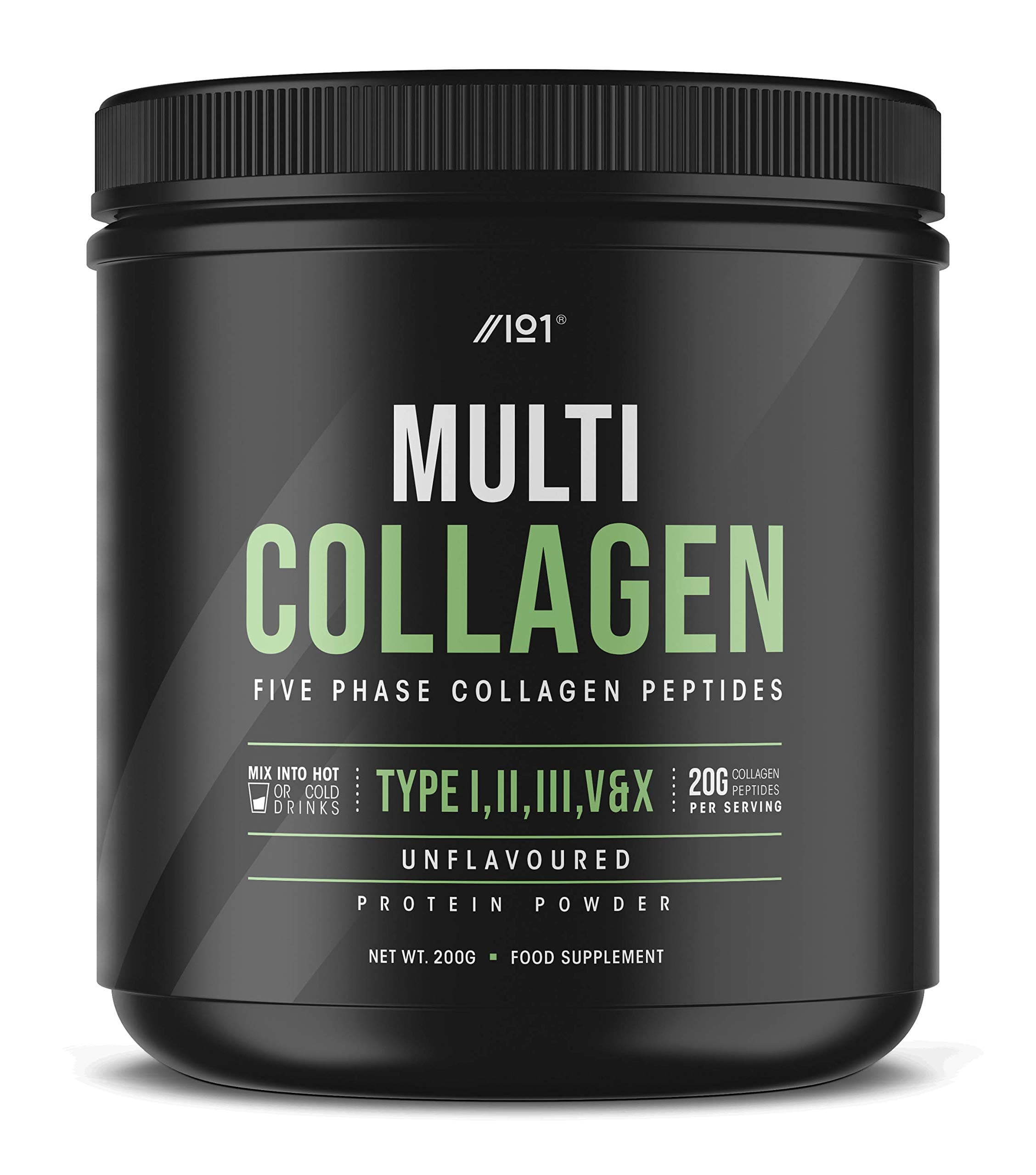Multi Collagen Protein Powder (200g) - Types I, II, III, V & X - Hydrolyzed Grass Fed Bovine, Wild Caught Fish, & Free-Range Chicken & Eggshell Collagen (10 Day Supply) by Alpha01