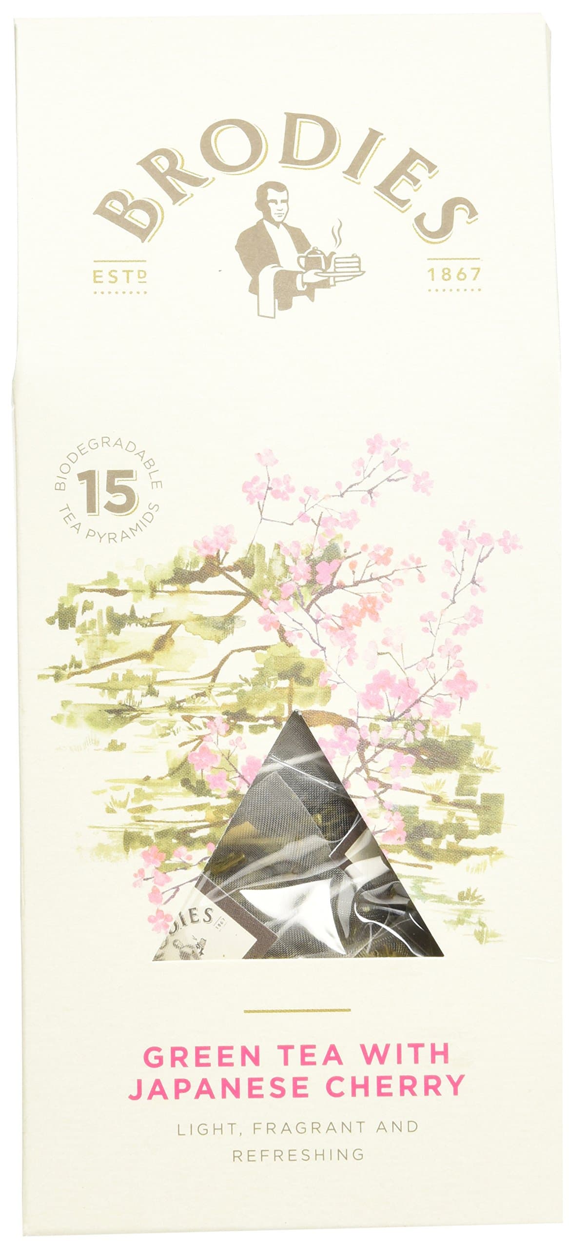 BRODIES Green Tea with Japanese Cherry Pyramid Tea Collection