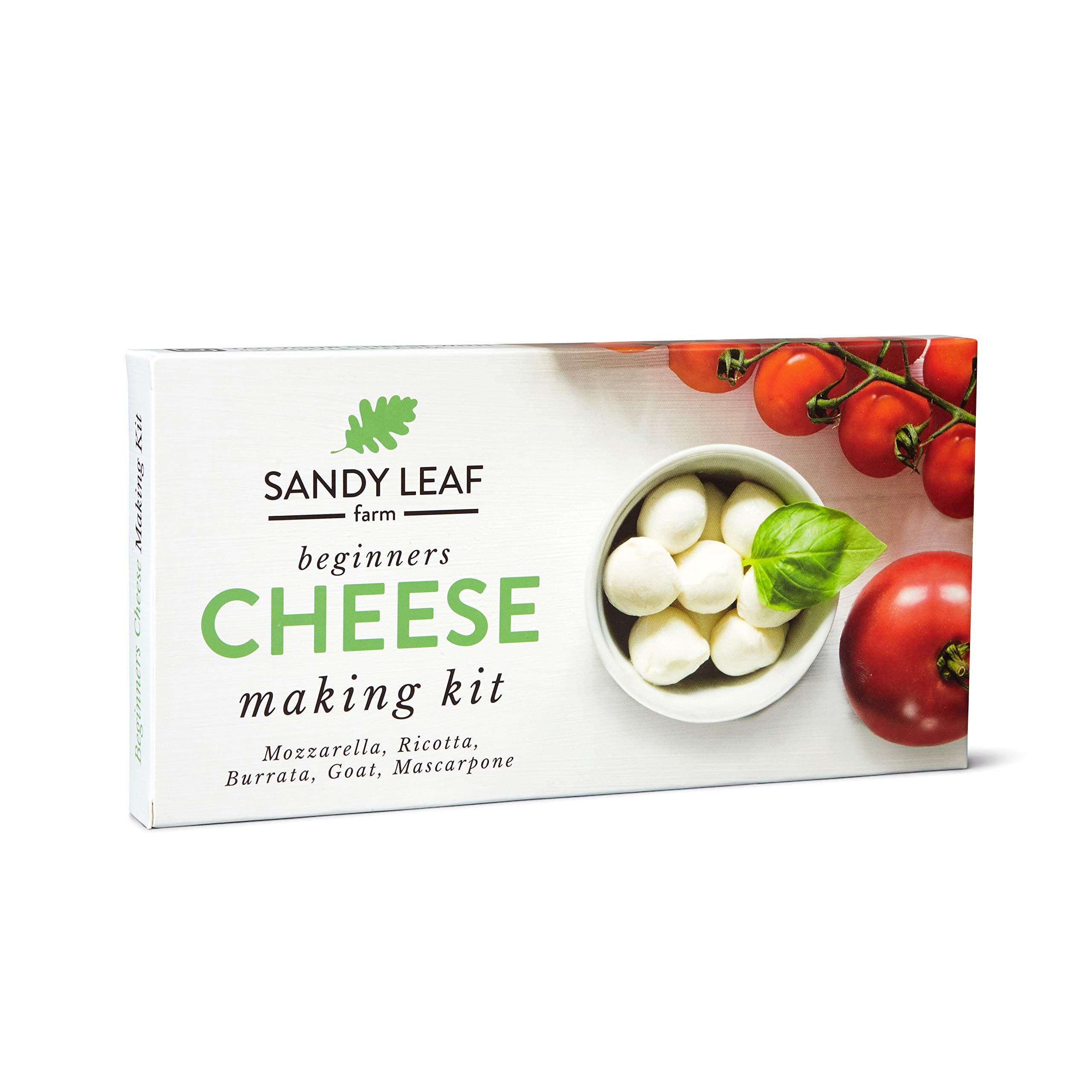 Sandy Leaf Farm Cheese Making Kit - Make 5 Different Cheeses, Homemade, DIY Ricotta, Burrata, Goat, Mascarpone, and Mozzarella Cheese Making Kits for Beginners w/ Vegetarian Rennet & Cheese Cloth