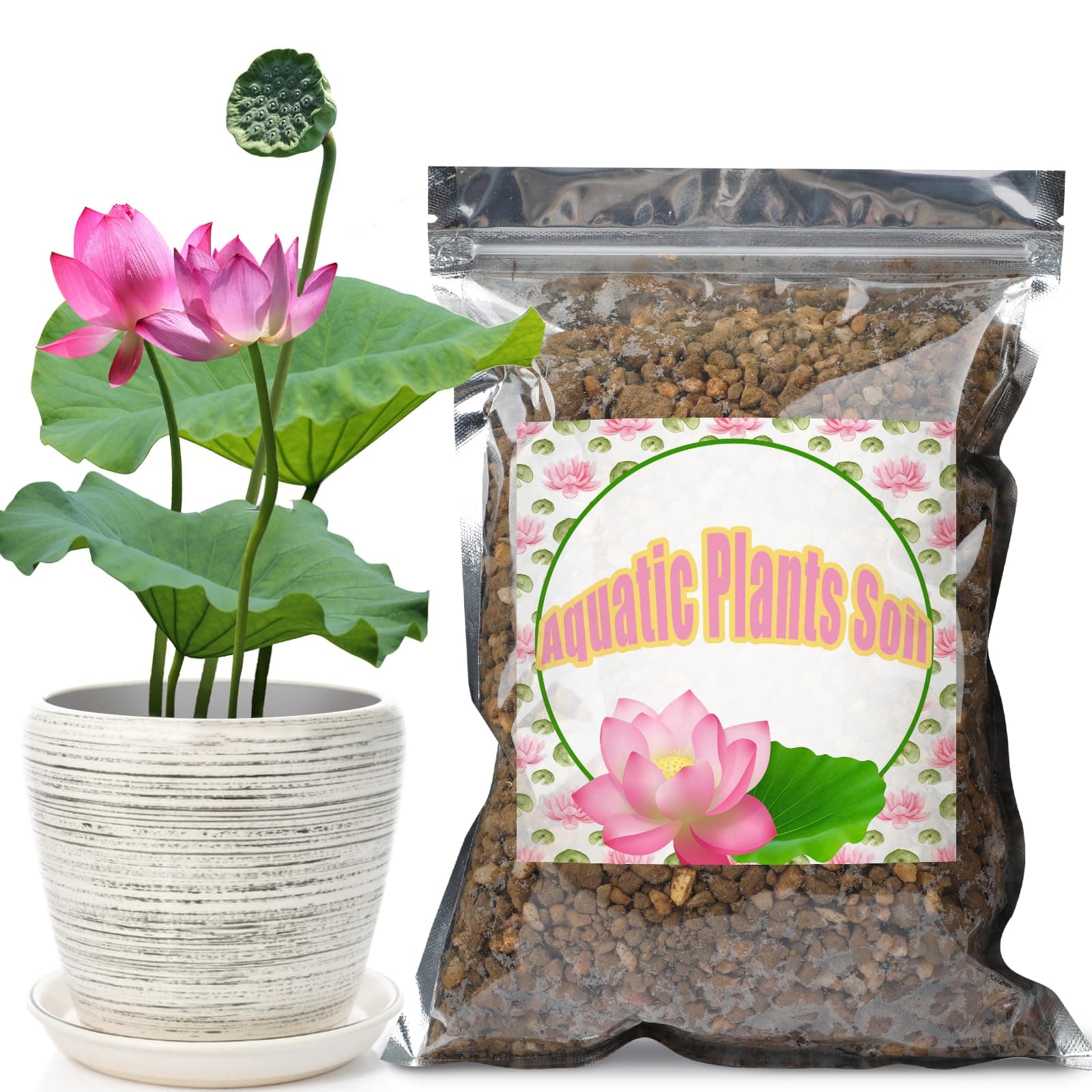 Aquatic Soil for Plants - 2.2LBS, Clay Aquarium Soil Suitable for Small Ponds & Water Plants Like Lotus & Water Lily, Safe for Fish & Aquatic Life