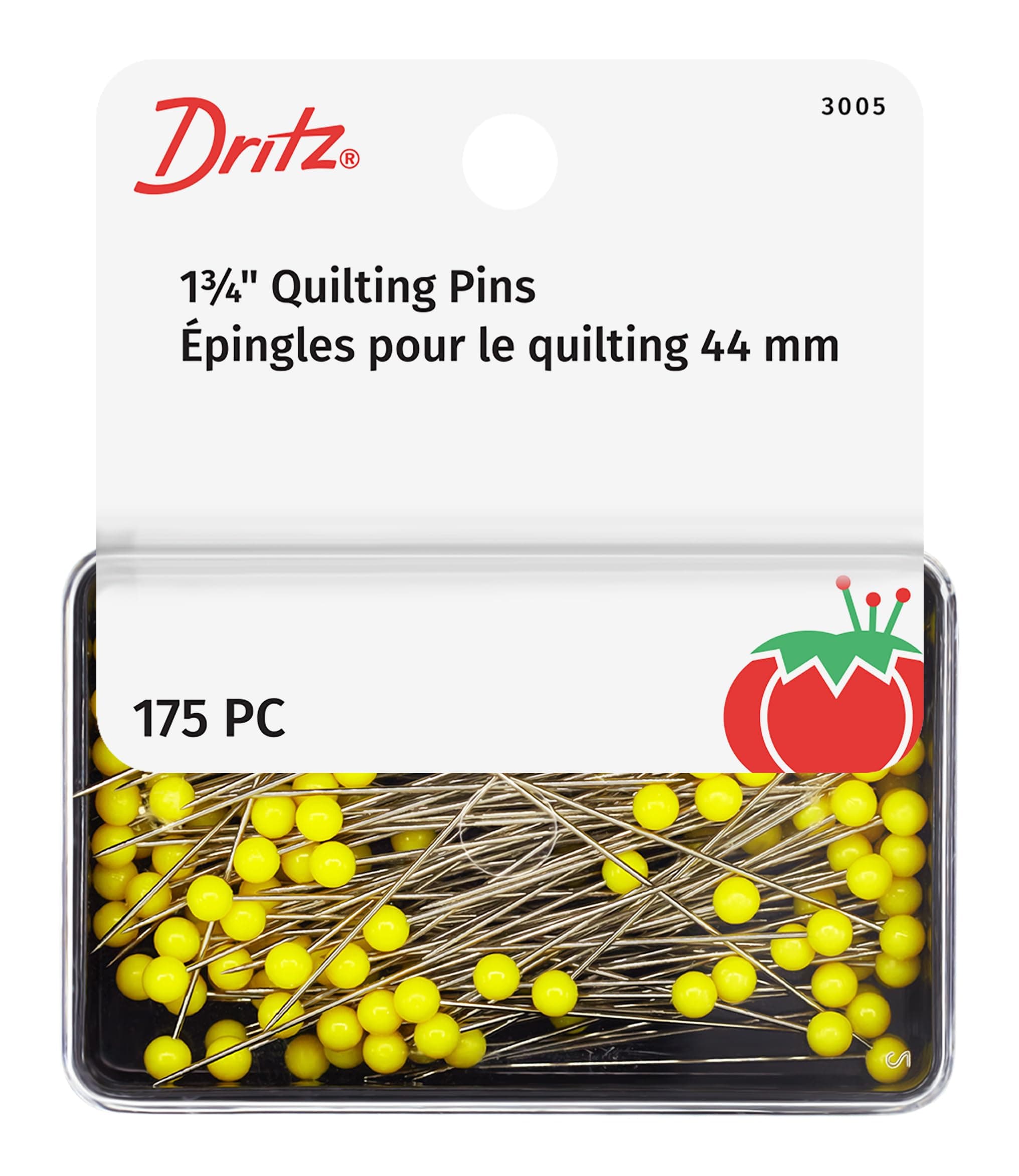 Dritz 3005 Quilting Pins, 1-3/4-Inch, Yellow (175-Count)