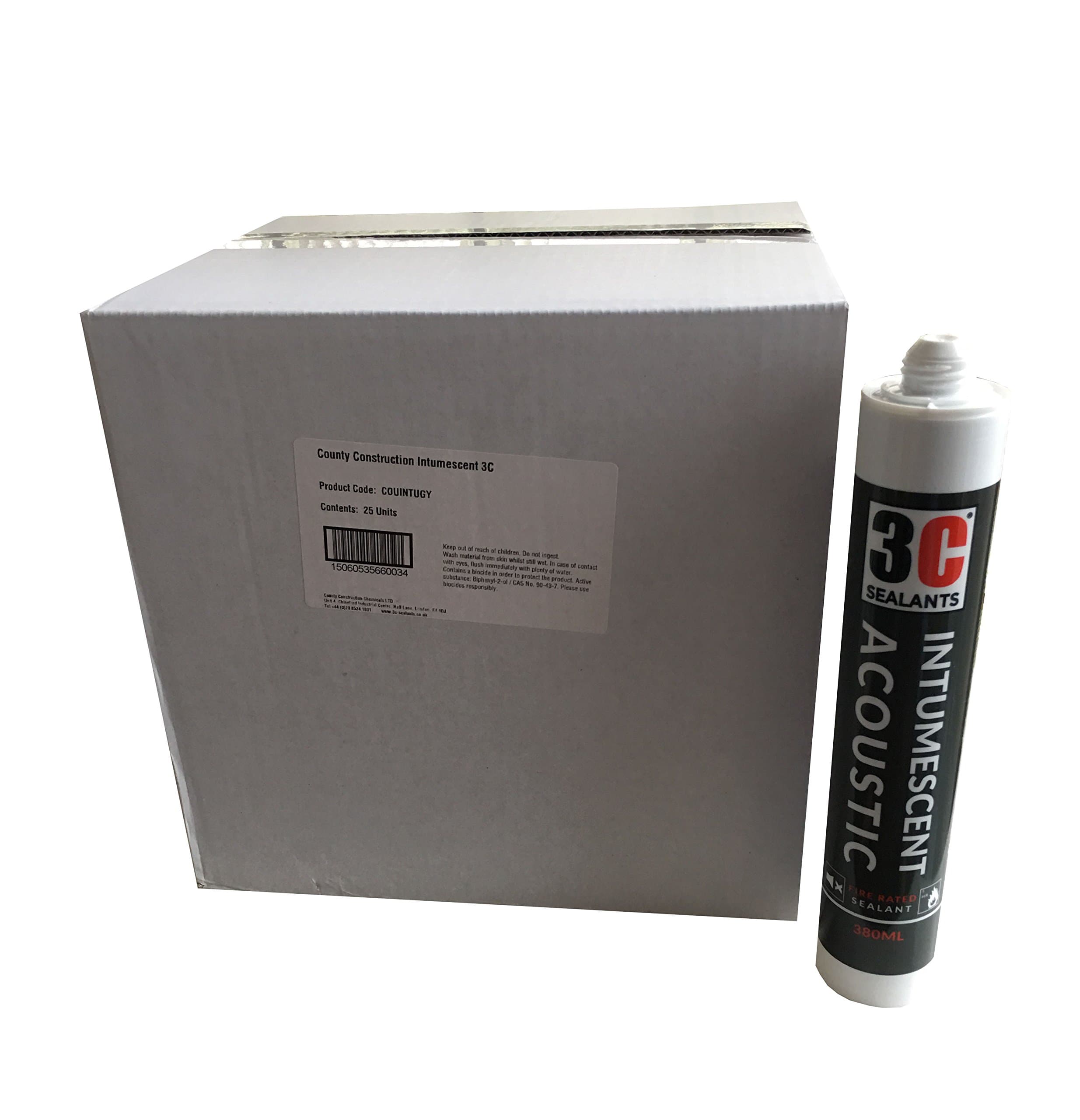 3C Sealants Intumescent Acoustic Sealant 380ml White (Box of 25)