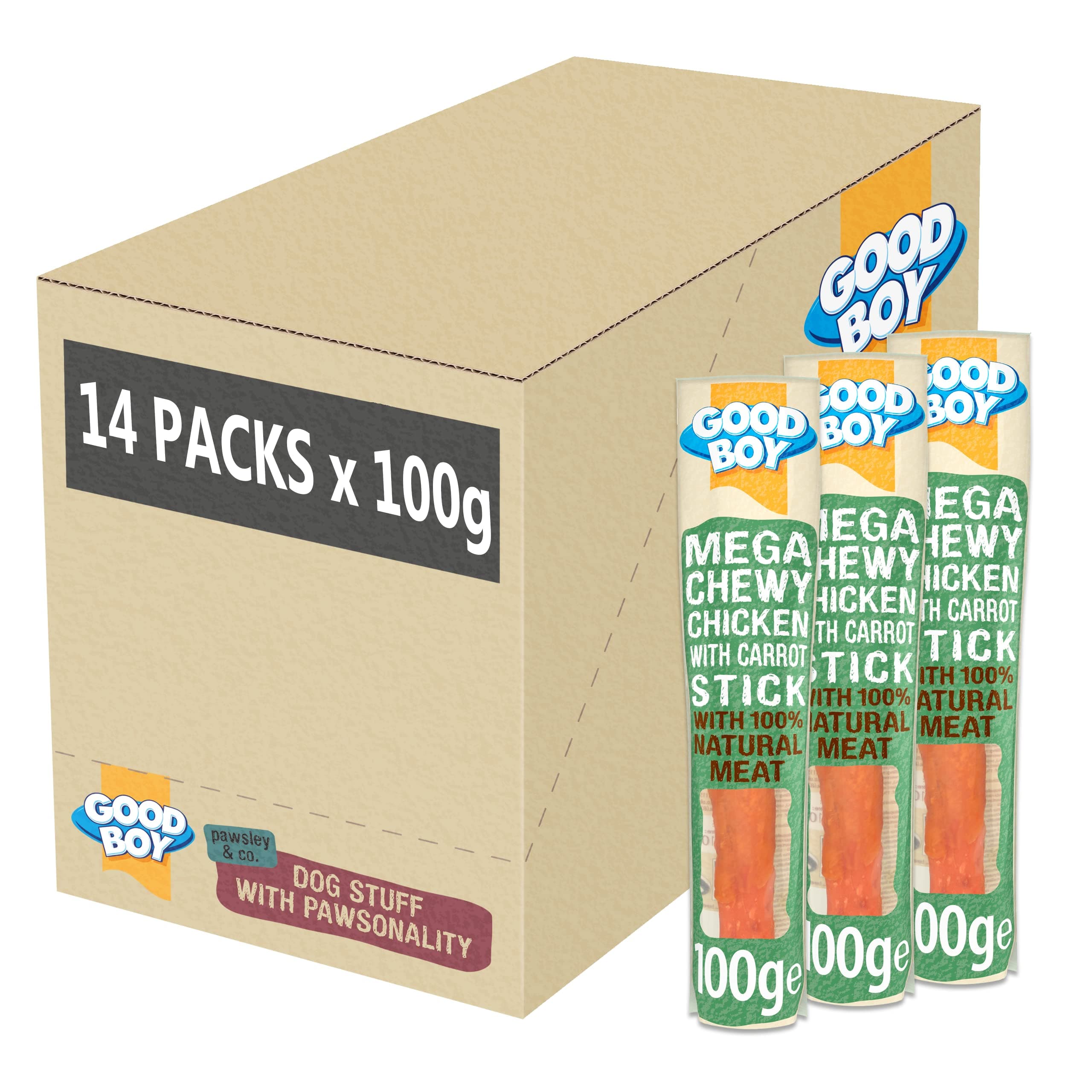 Mega Chewy Chicken With Carrot Stick -Case of 14, 100 g (Pack of 1)