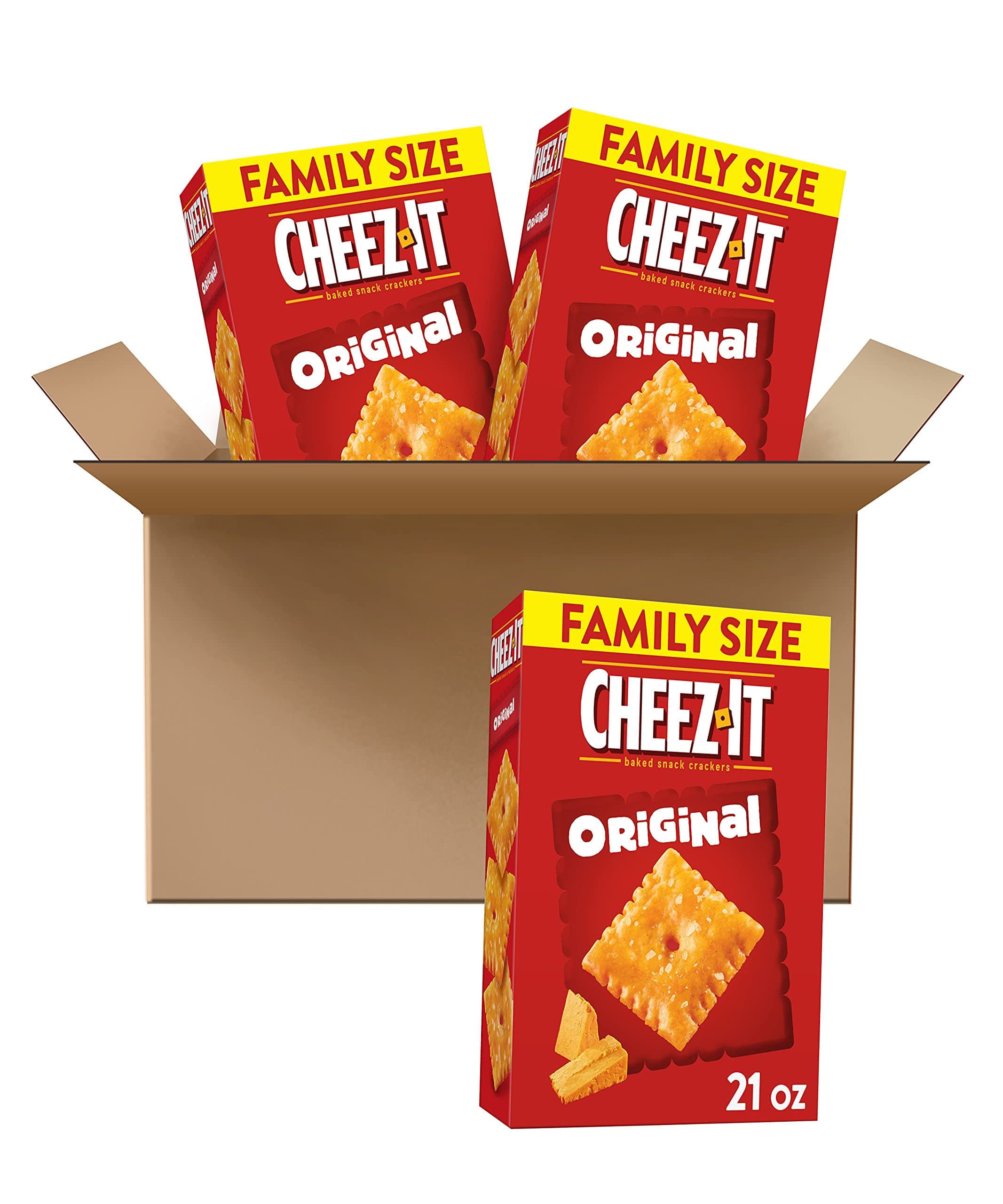 Cheez-It Baked Snack Cheese Crackers, Original, Family Size, 21 oz Box(Pack of 3) (2 case(21 oz Box(Pack of 3)))