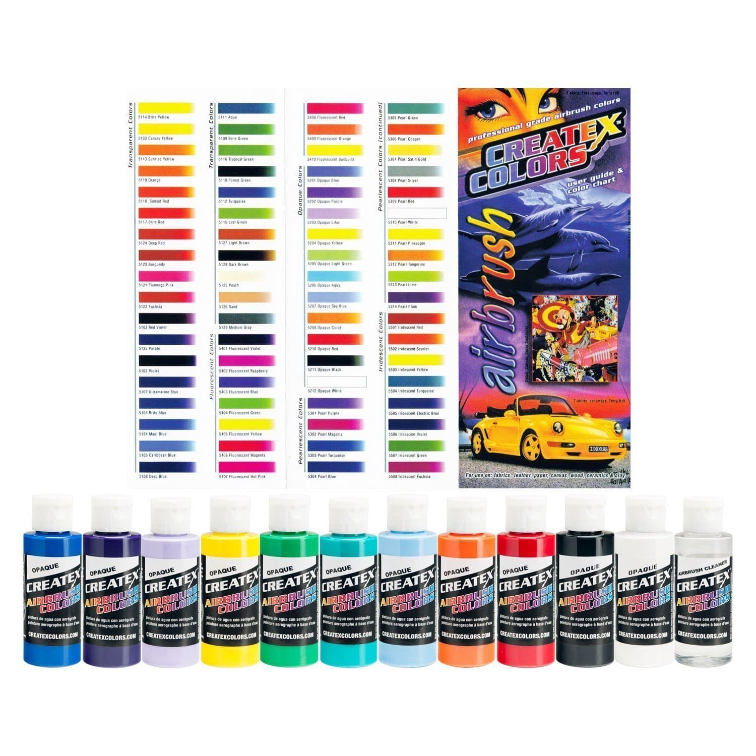 Createx Colors Ready to Use Airbrush Paint Set of ALL 11 Opaque Colors Plus Free Bonus