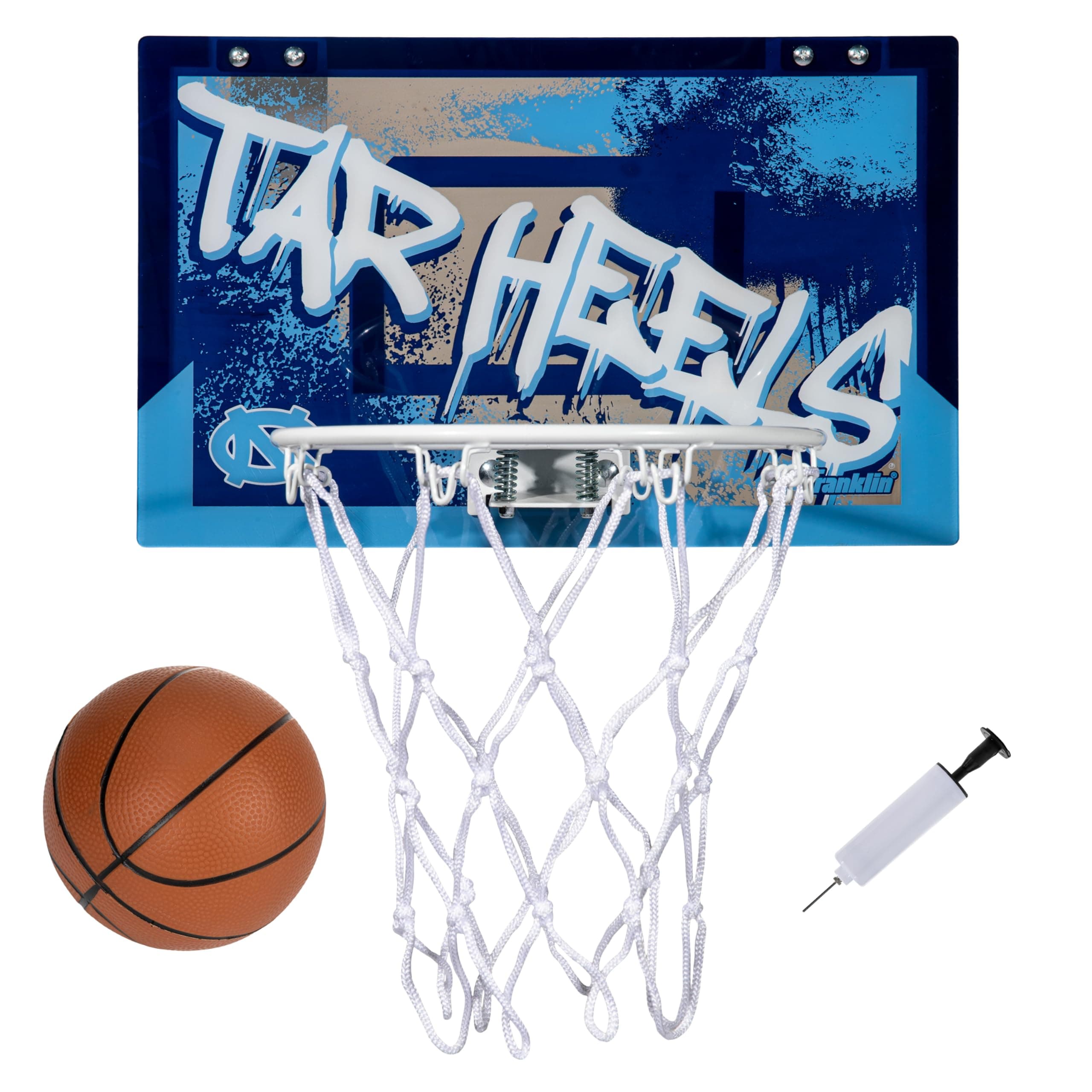 Franklin Sports NCAA Over The Door Basketball Hoop - Kids Indoor Basketball Hoop with Basketball - NCAA Fan Shop Mini Hoop for Bedroom + Office - Over The Door Mini Hoop