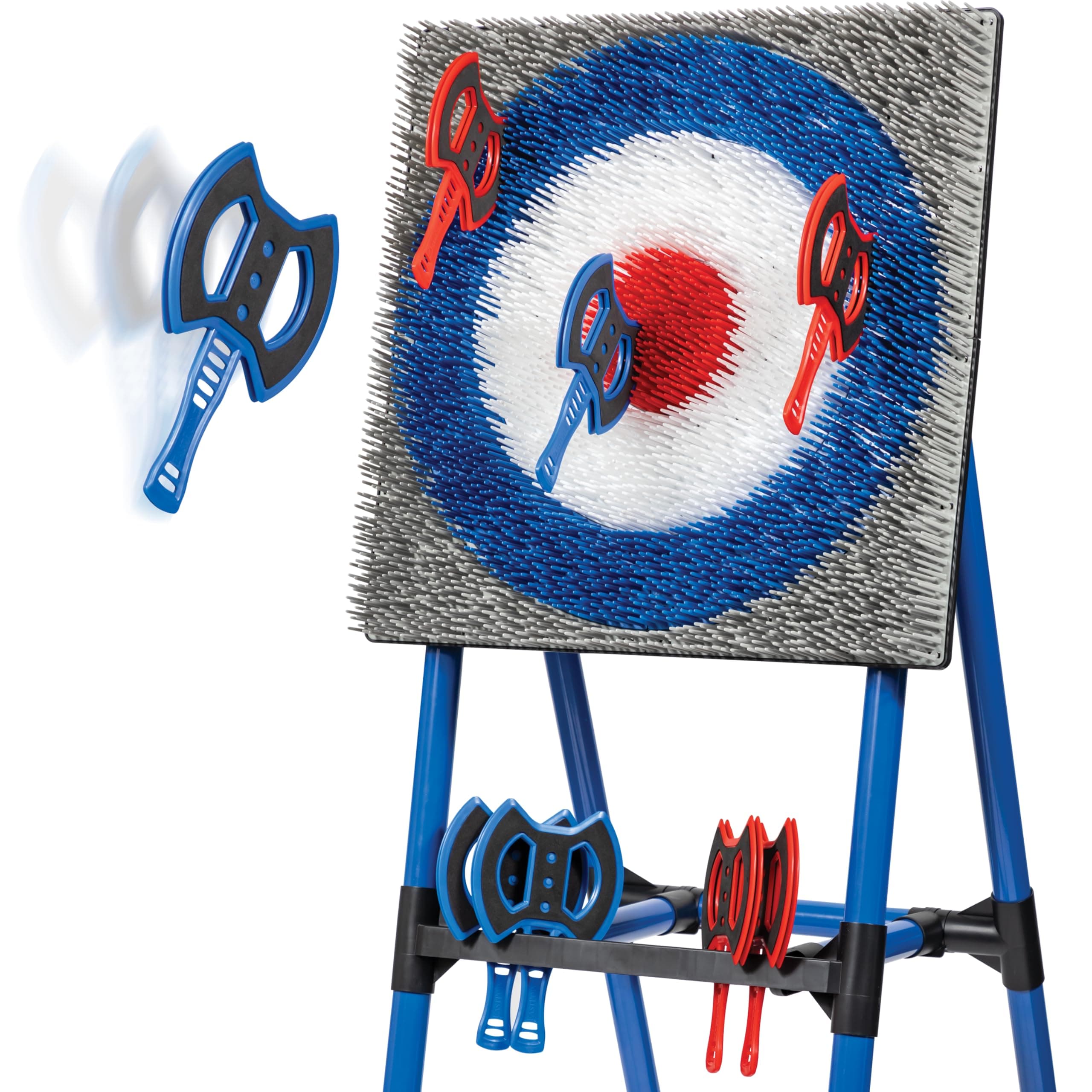 EastPoint Sports Backyard Axe Throw Target Game – Steel Frame Outdoor Game with 8 Throwing Axes, Portable for Backyard or Park