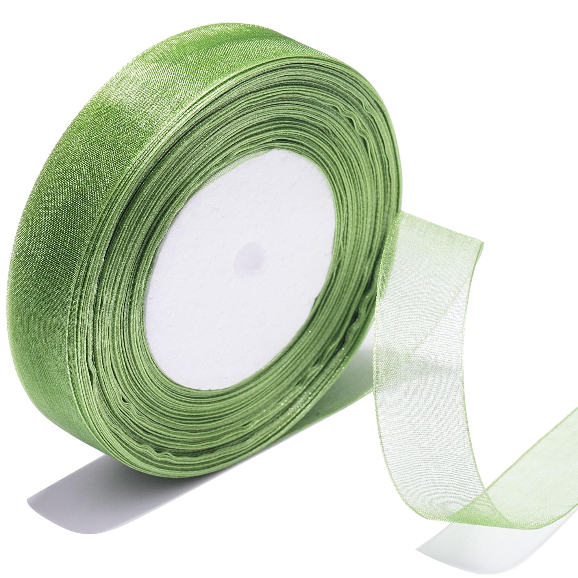 3/4 Inch Sheer Organza Ribbon 50 Yards Sage Green Chiffon Ribbon for Gift Wrapping,Bouquets,Wedding,DIY Craft