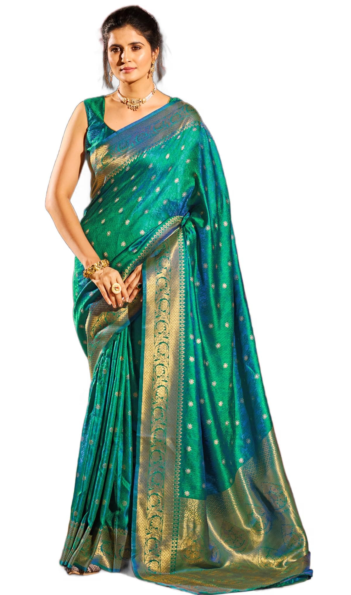 Womens Kanjivaram Banarasi Silk Saree Patola saree with Unstitched blouse piece free
