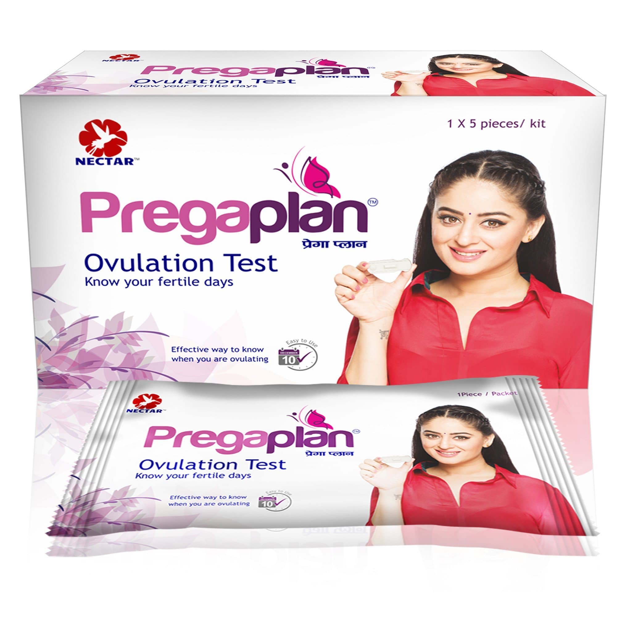 PREGAPLAN- One Step Ovulation (Fertility) Test , 1 BOX, Pack of 5 Tests & 2 GETNEWS Pregnancy (HCG) tests