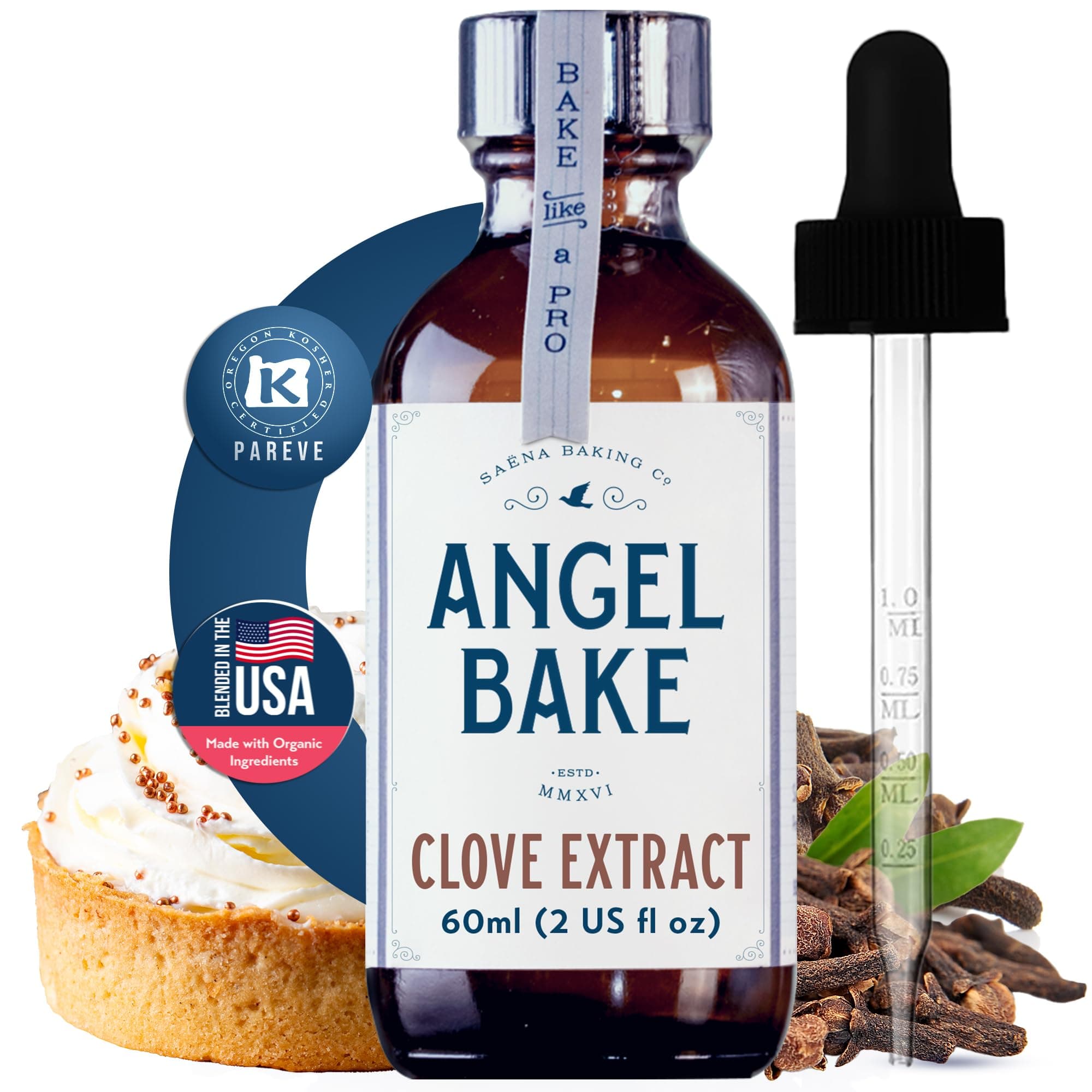 Pure Clove Extract for Baking and Mixology- 100 Servings Premium Natural Flavoring for Cooking & Beverages - Kosher, Keto Friendly, Vegan, Gluten-Free Flavoring - (2 Oz Extract with Latex-Free Dropper)