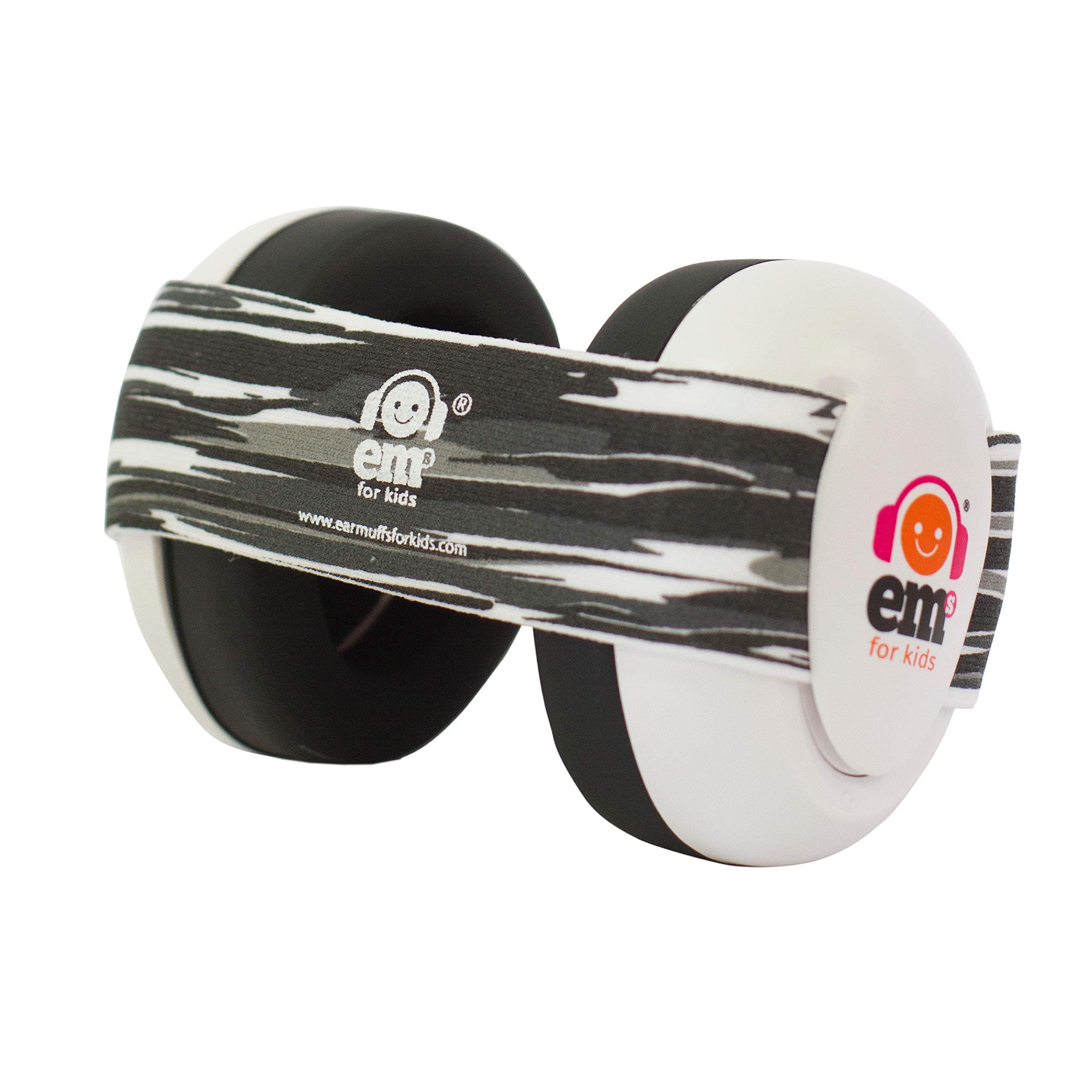 Ems for Kids Baby Ear Defenders (Earmuffs) - White with Black Oyster Pearl. The Original Baby Earmuffs, Now Made in The USA! Great for Concerts, Music Festivals, Planes, NASCAR, Motor Racing, Power Tools and More! ...
