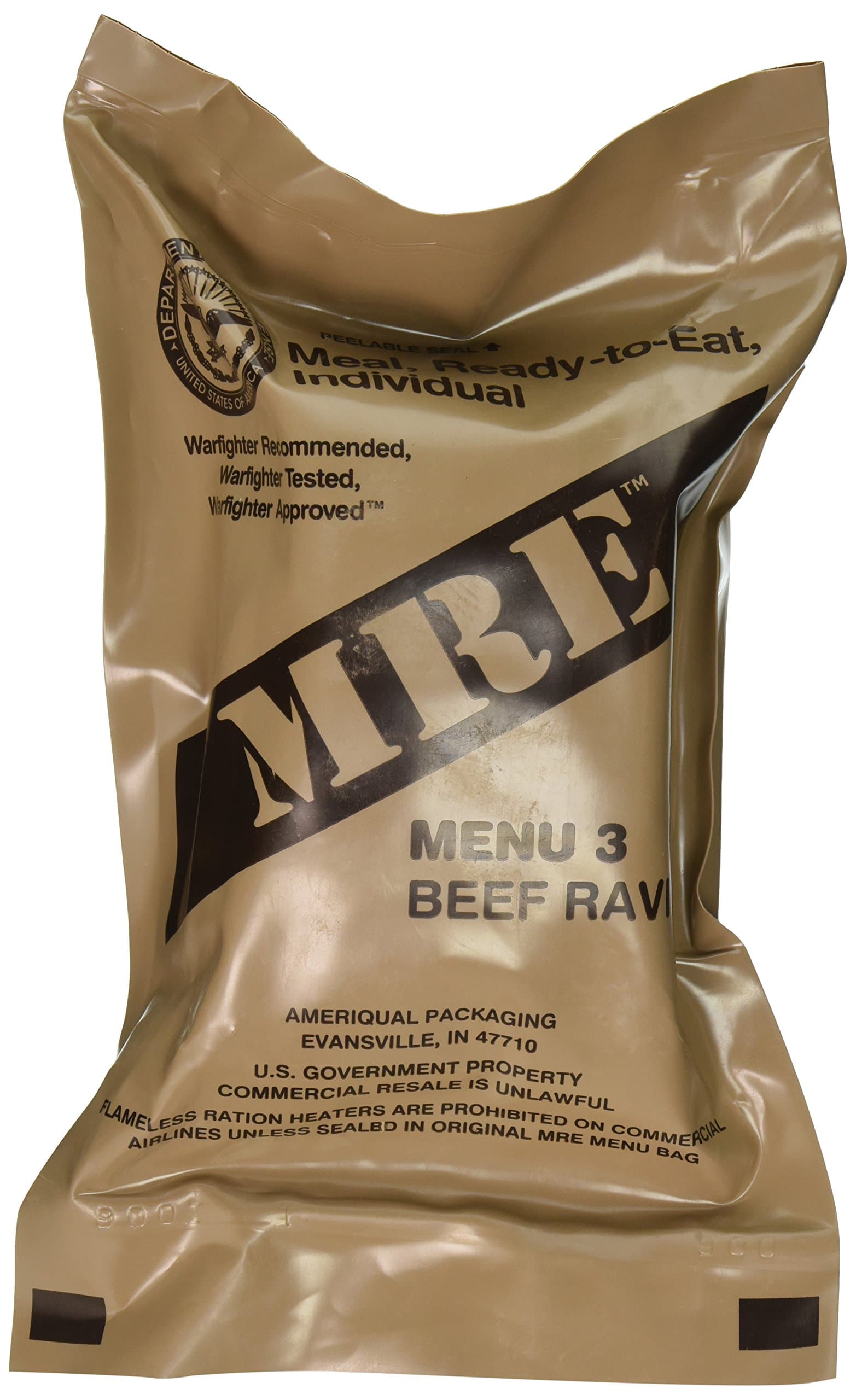 - Beef Ravioli MRE Meal - Genuine US Military Surplus Inspection Date 2020 and Up