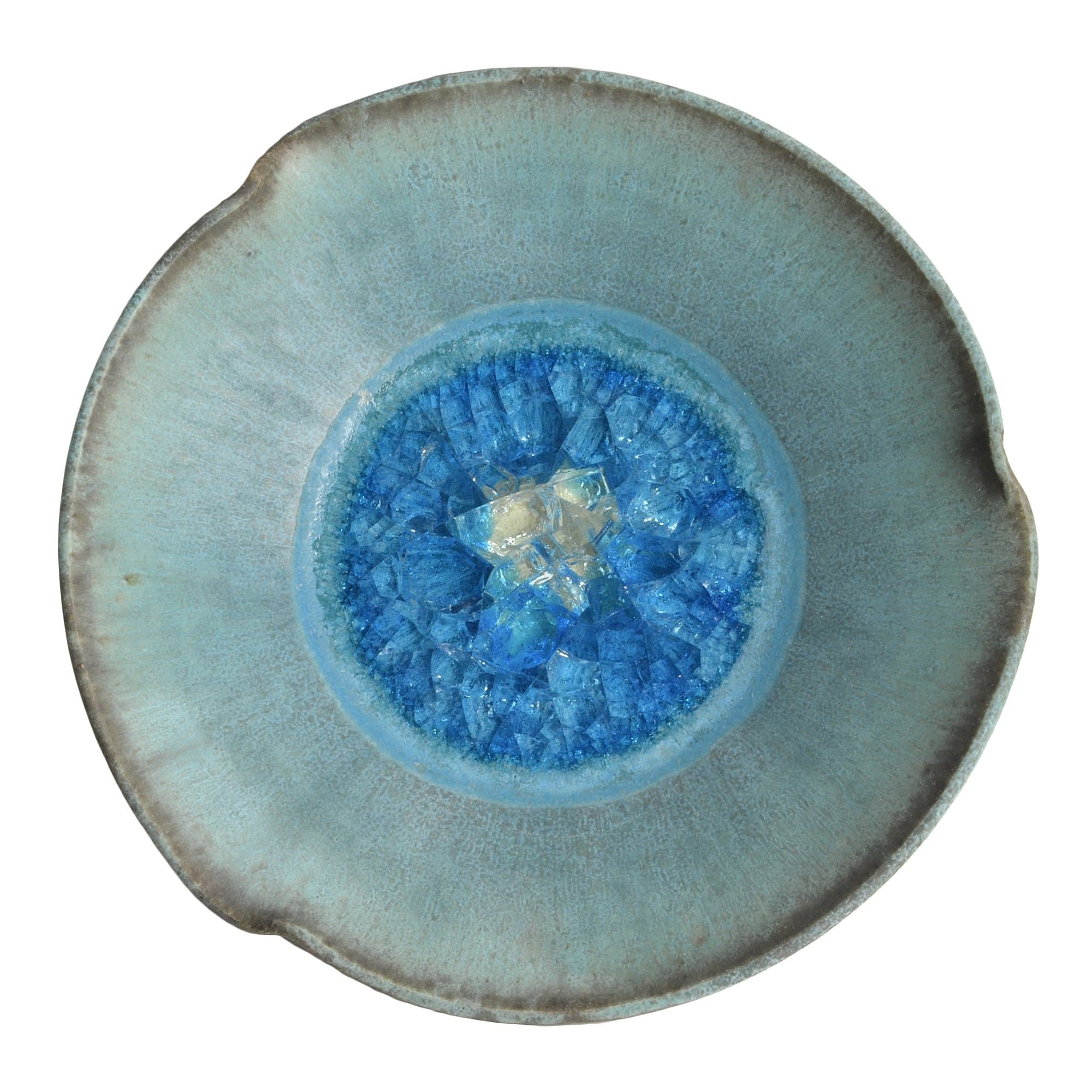 Pinched Rim Bowl with Fused Glass, Turquoise, Small