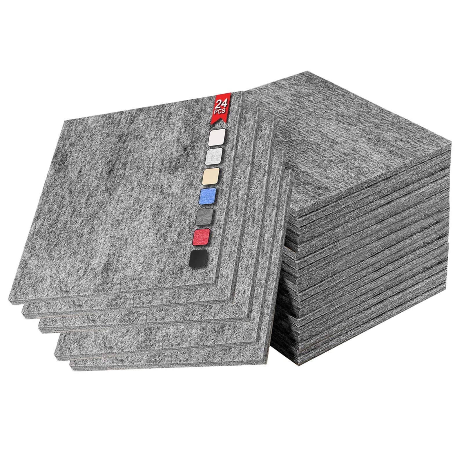 JBER Decorative Acoustic Panels,Sound Proof Padding Wall Panels,Studio Wedge Tiles, Good for Soundproofing and Acoustic Treatment,12"x12"x0.4" (24 Pack, Dark Gray)