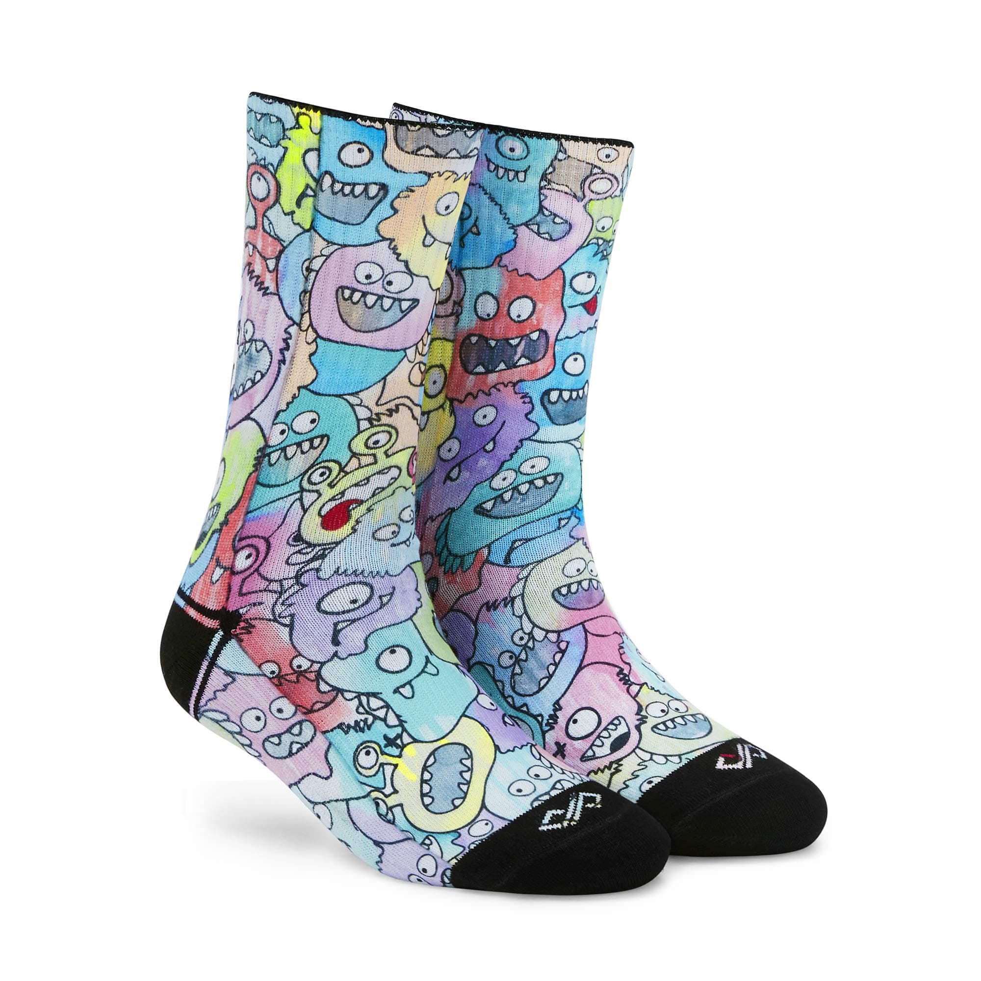 Men & Women Crew Length Socks (Monsters) (Pack of 1 pair; Multicolour; Anti-Odour; Breathable; Durable) (Small-Fits Shoe Size India/UK 4-7)(Large-Fits Shoe Size India/UK 8-10)