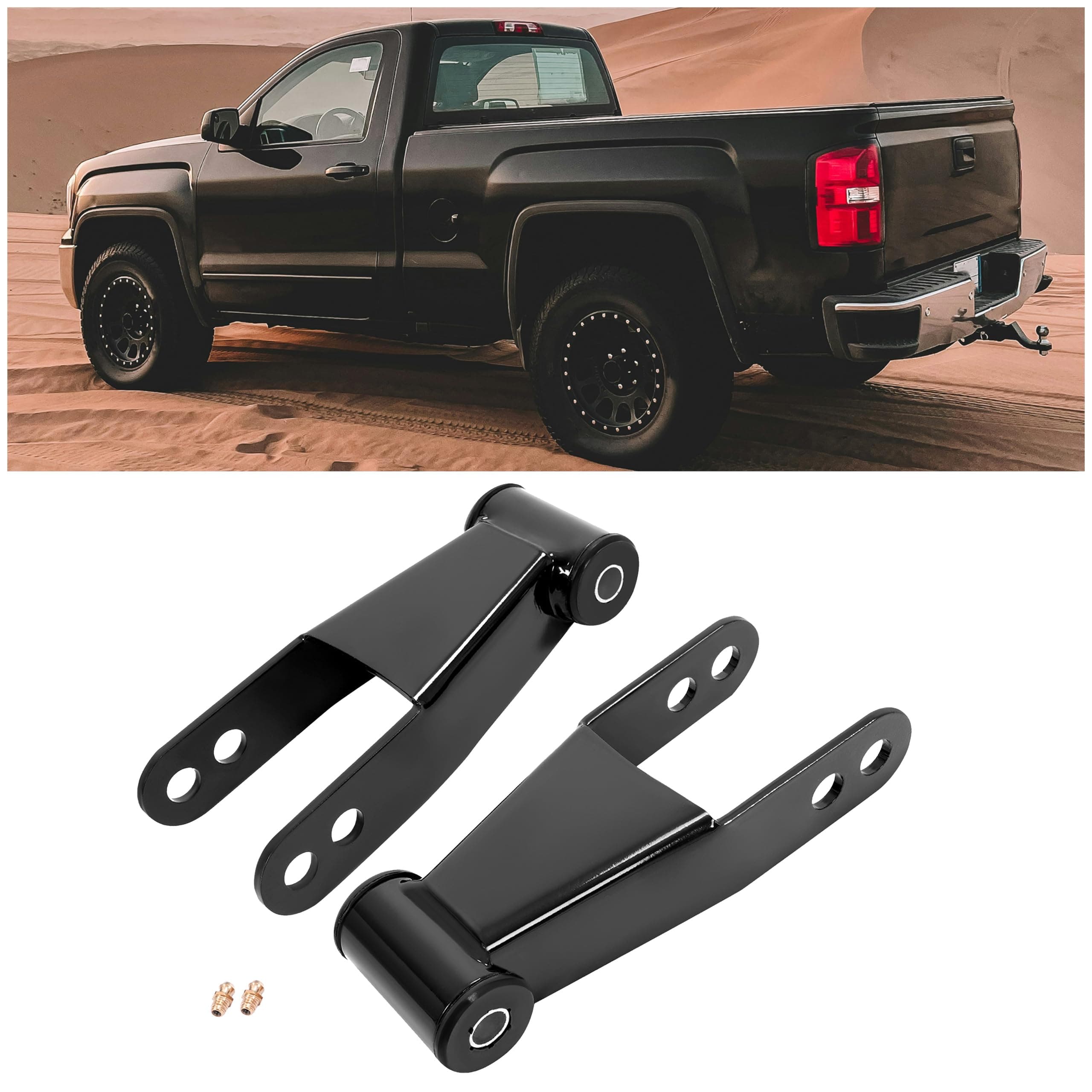 ECOTRIC 2" Rear Drop Lowering Shackles Suspension Kit Compatible with 1999-2018 Chevy Silverado/GMC Sierra 1500;1988-1999 C1500 GMC Yukon Chevy S10 Ford F150 Replacement for 410520