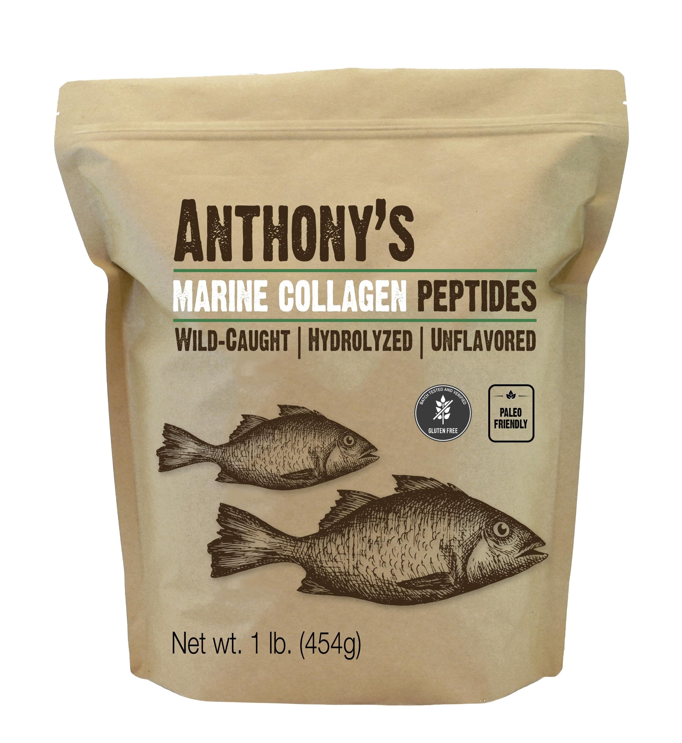 Anthony's Hydrolyzed Marine Collagen Peptides, 1lb, Gluten Free, Paleo & Keto Friendly