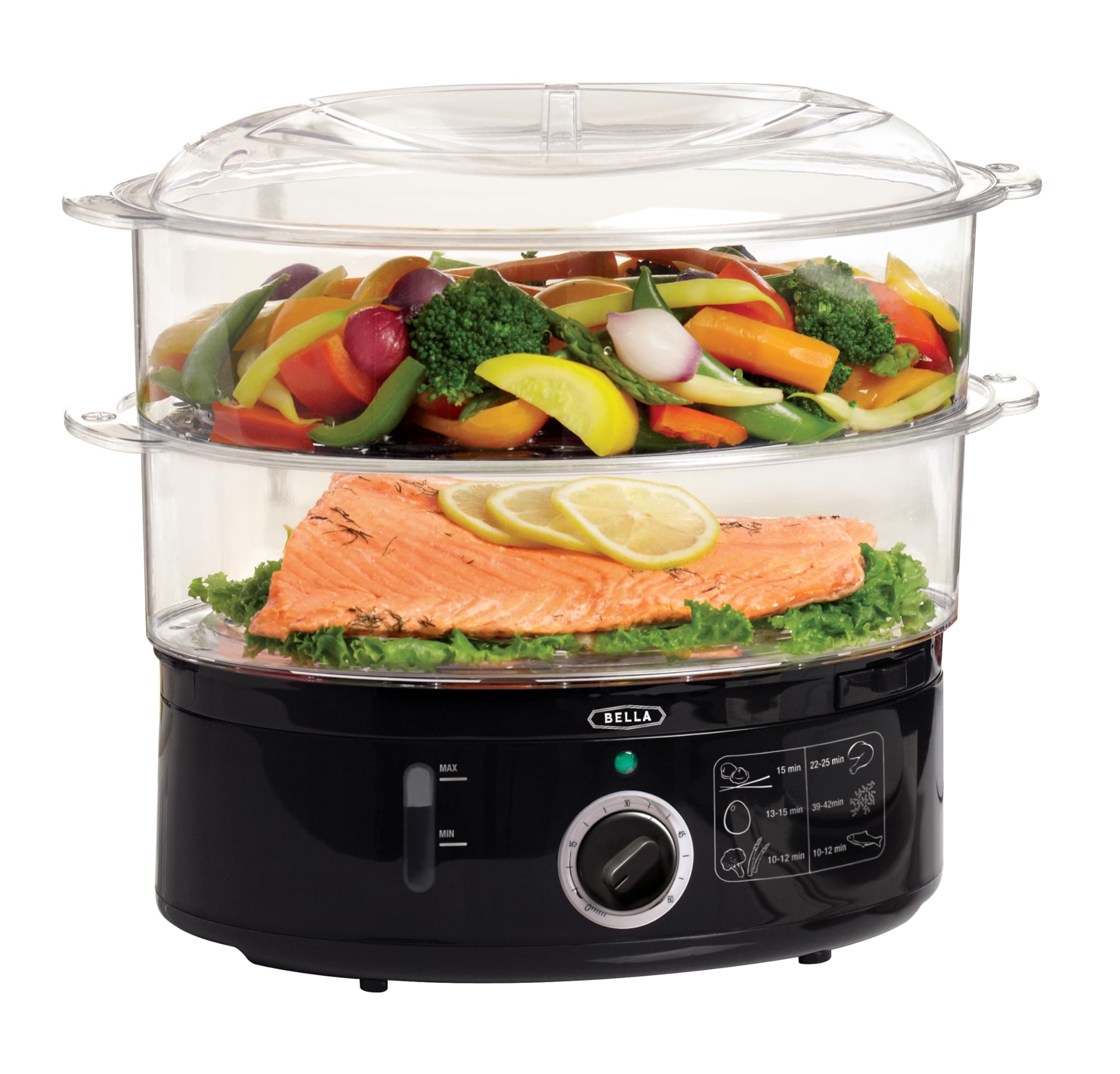 2-Tier Stackable Baskets Healthy Food Steamer with Rice & Grains Tray, Auto Shut-off & Boil Dry Protection, (13872) 7.4 quart