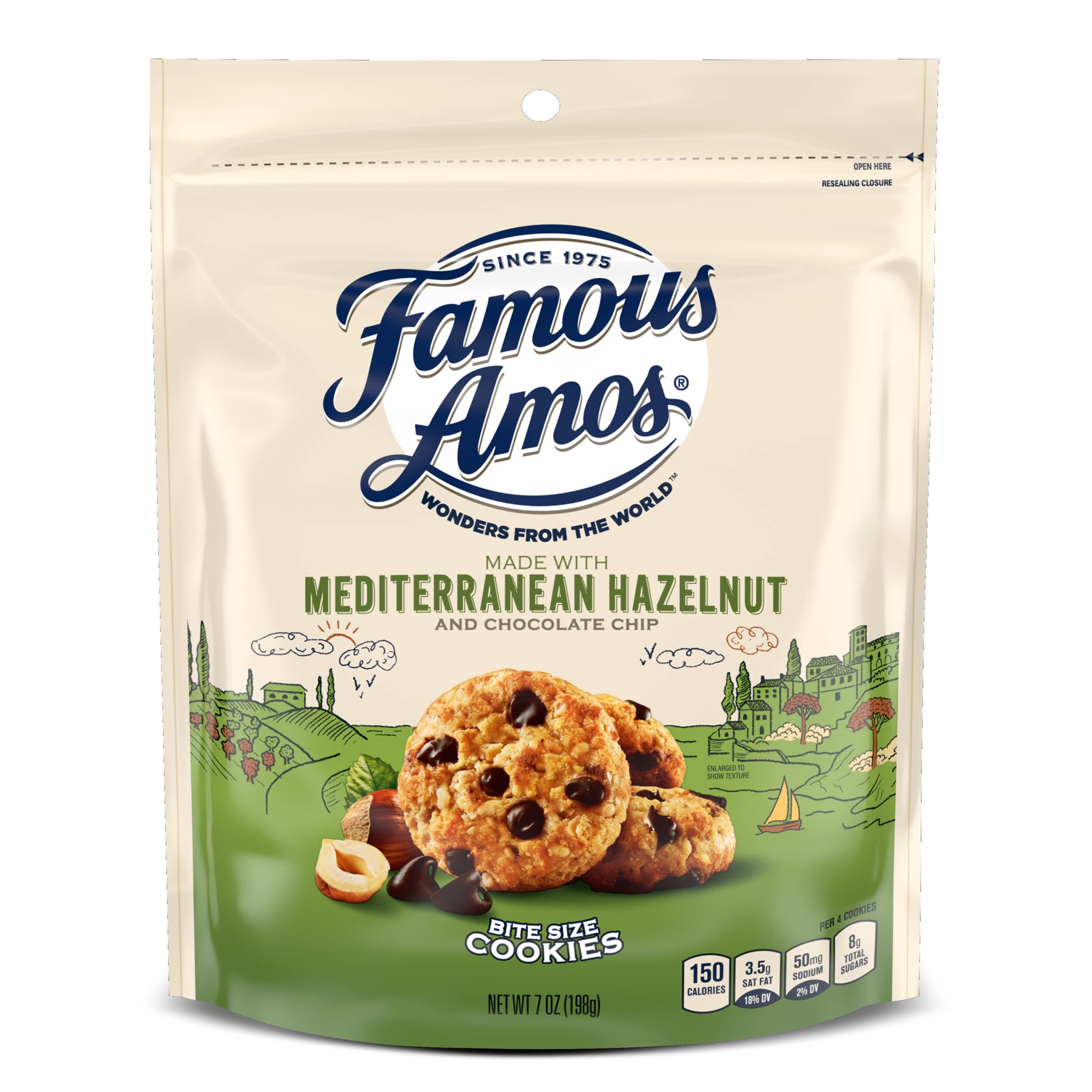 Mediterranean Hazelnut and Chocolate Chip Cookies | Real Mediterranean Hazelnuts in Bite-Size Chocolate Chip Cookies, Resealable 7 oz Bag
