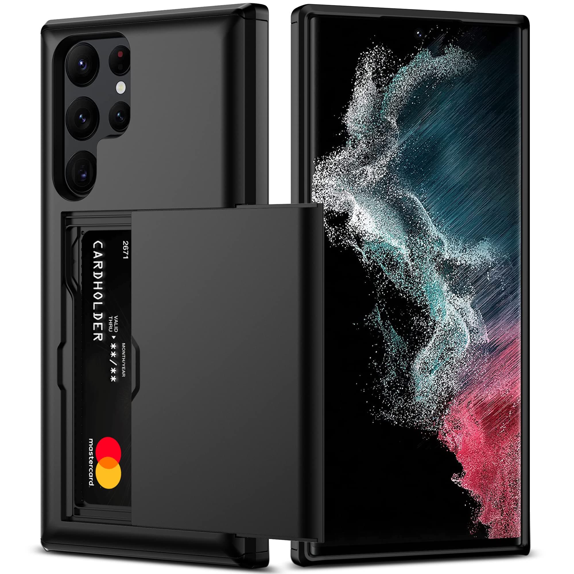 Nvollnoe for Samsung S22 Ultra Case with Card Holder 5G 6.8 inch Slim Dual Layer Heavy Duty Protective Wallet Case for Samsung S22 Ultra (Black)