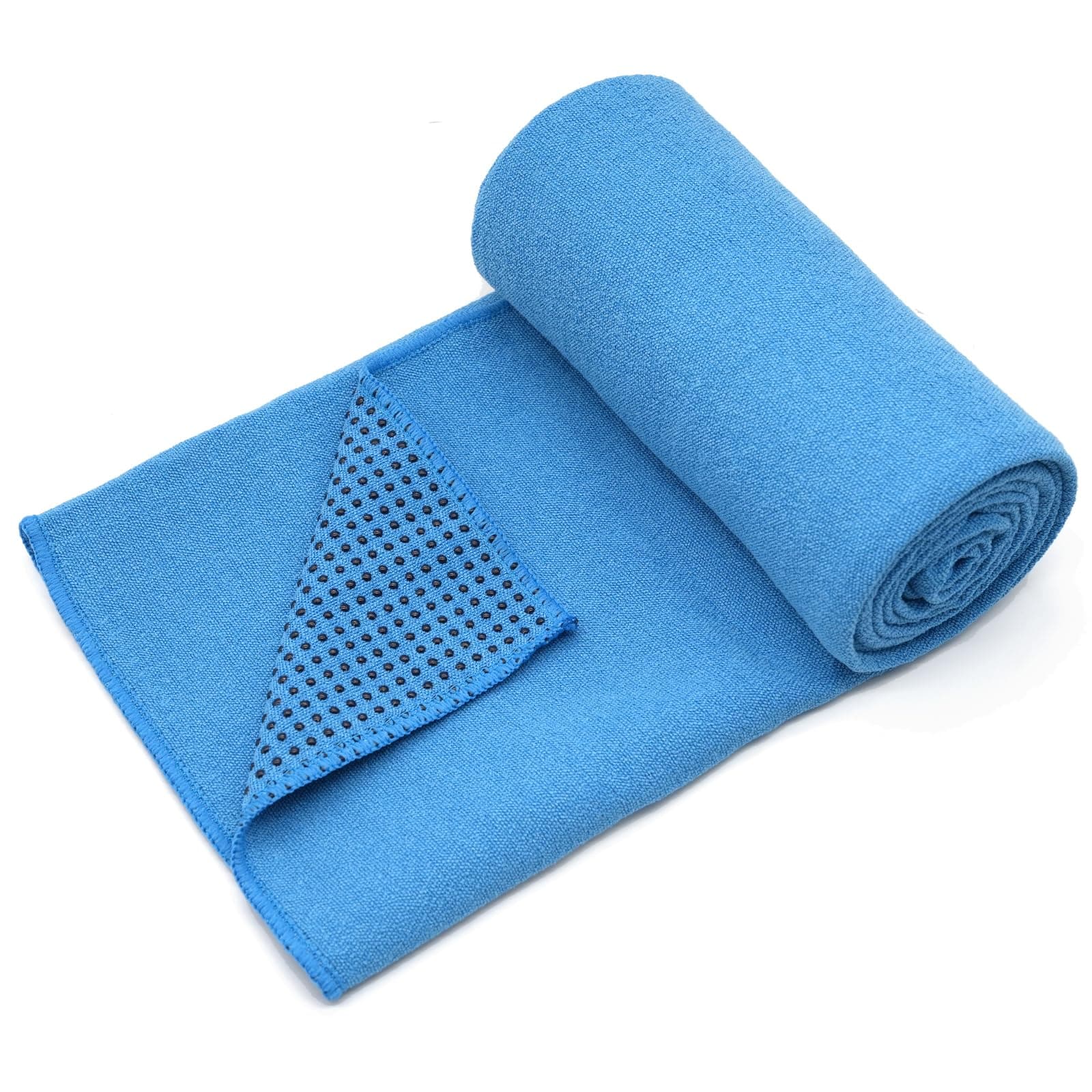 Eunzel Yoga Towel,Hot Yoga Mat Towel with Grip Dots Sweat Absorbent Non-Slip for Hot Yoga, Pilates and Workout 24" x72", Blue