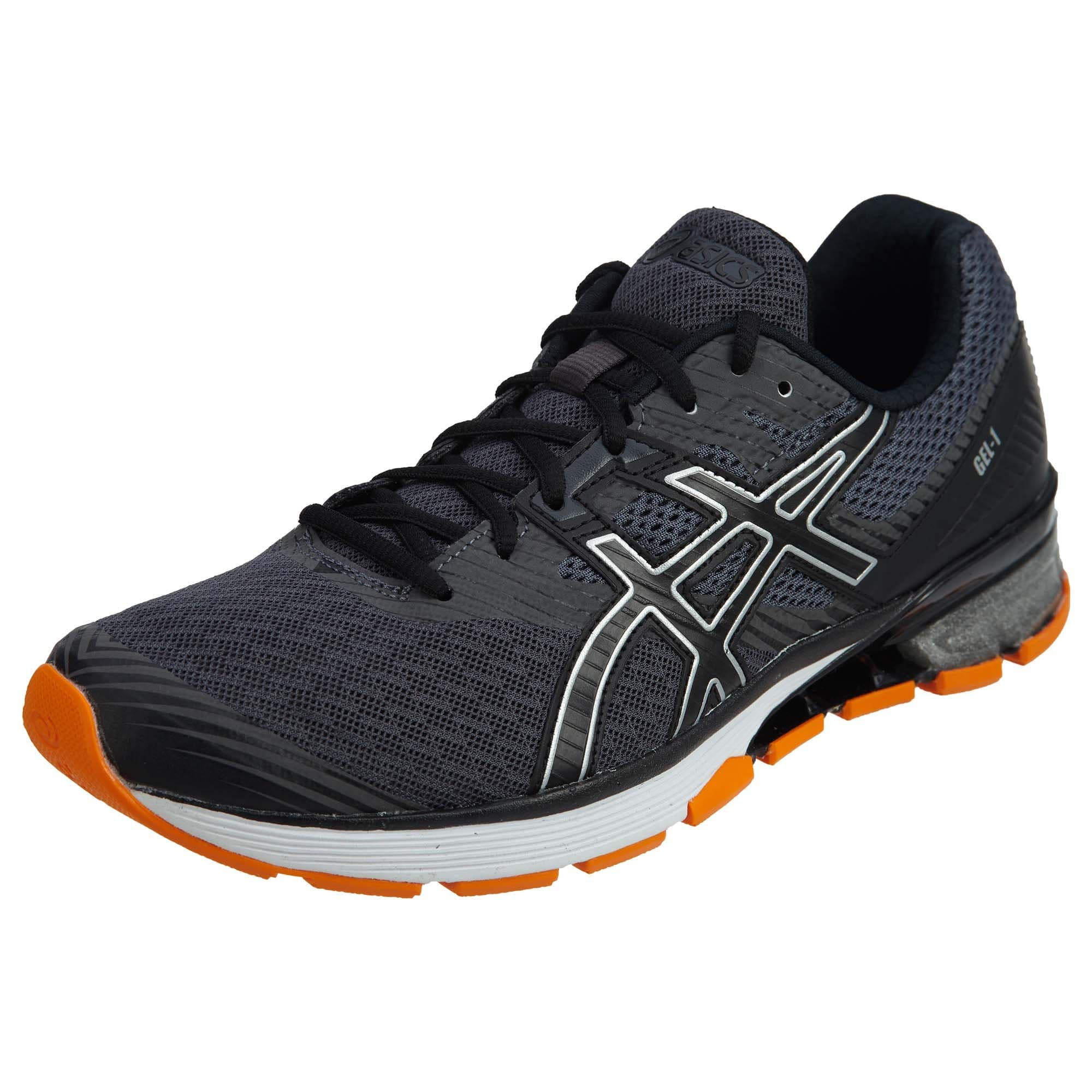 ASICS Gel1 Shoe Mens Running 8.5 Dark Grey-Black-Orange