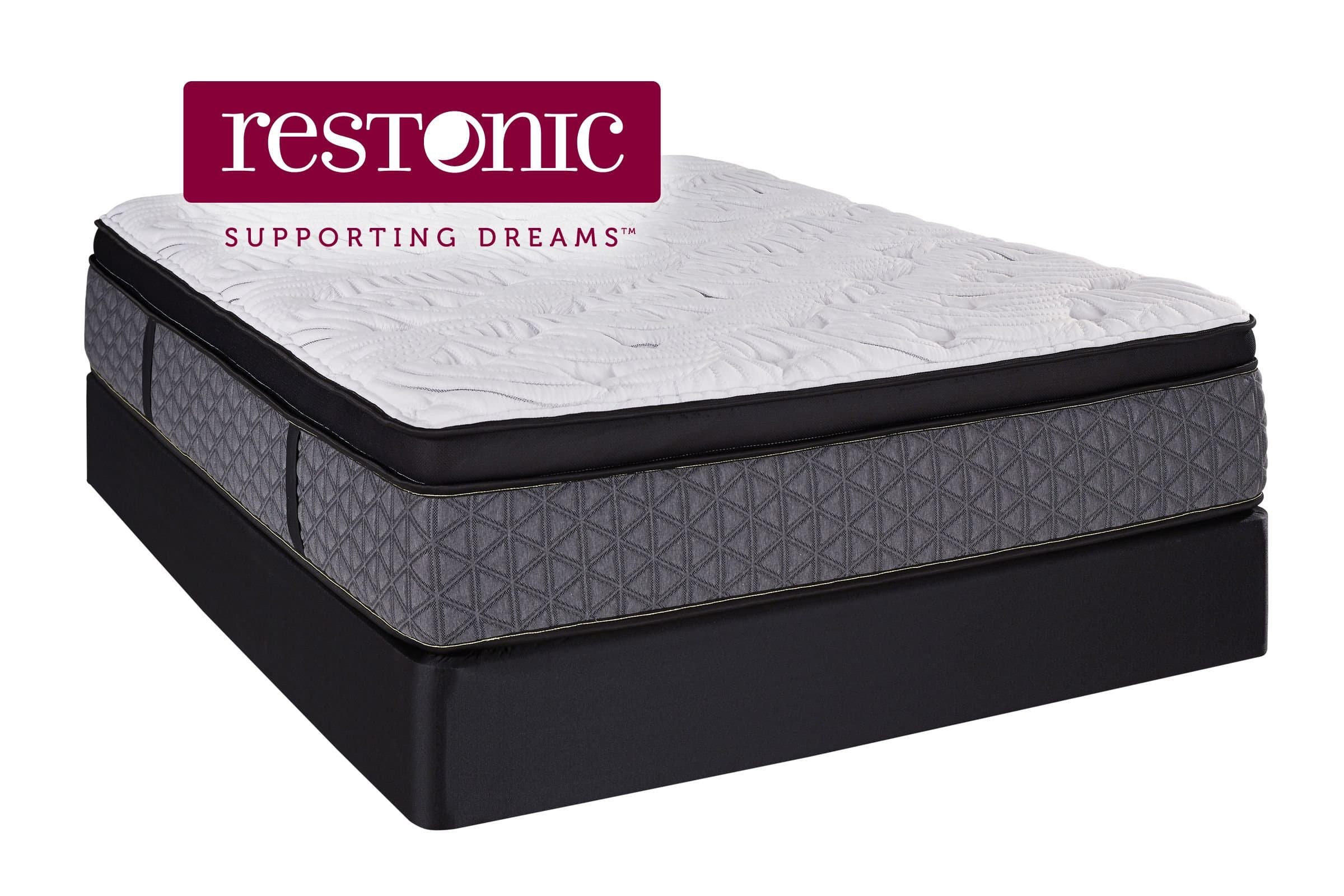 Restonic Benson Eurotop King Mattress with 2 Split Flat Foundations