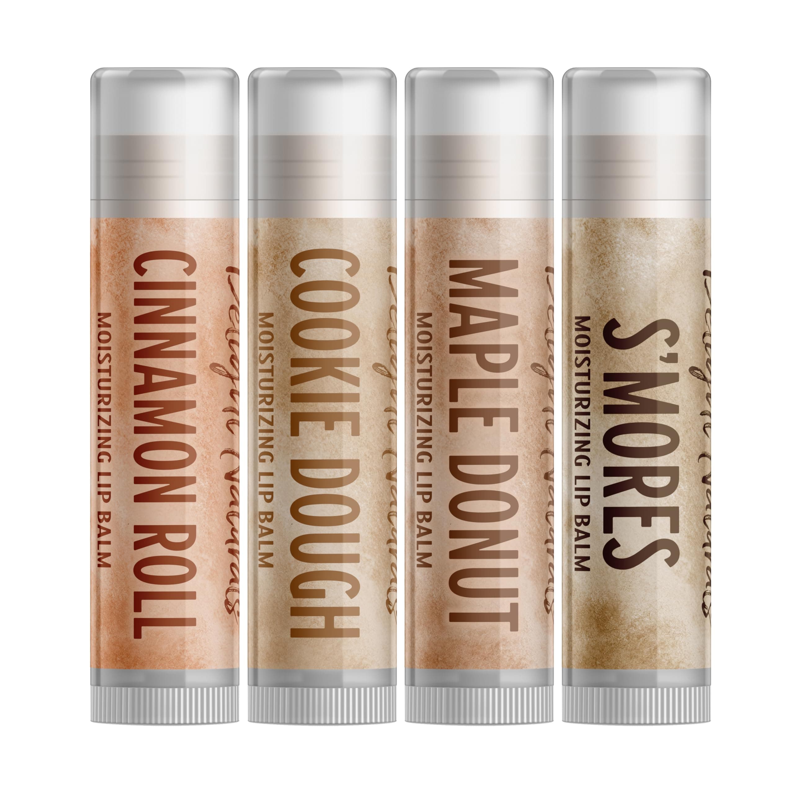 Delight Naturals Awfully Sweet Lip Balm Gift Set - Cinnamon Roll, Cookie Dough, Maple Donut, and S'mores