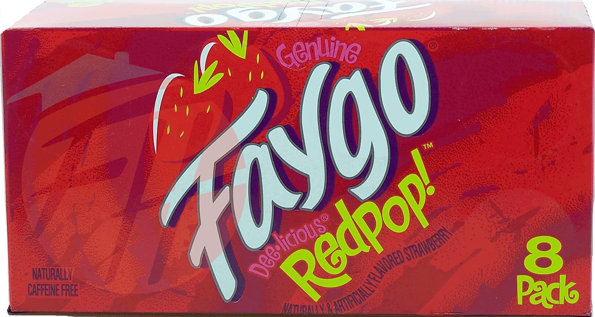 FaygoRedpop! strawberry flavored soda pop. 8-pack 12-fl. oz. cans in box (1)