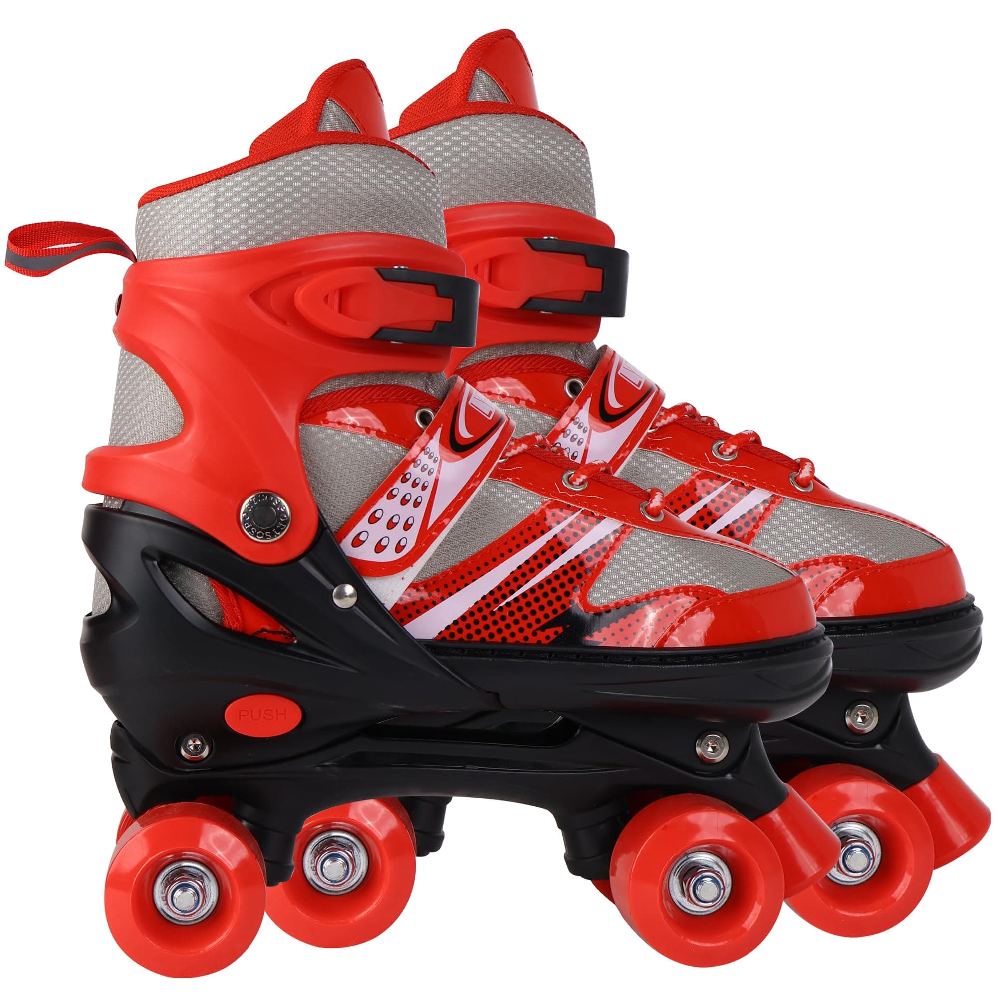 Lyrovo Derby Unisex Child Roller Skates Shoes with Break(Red, M), rollerderbywheel