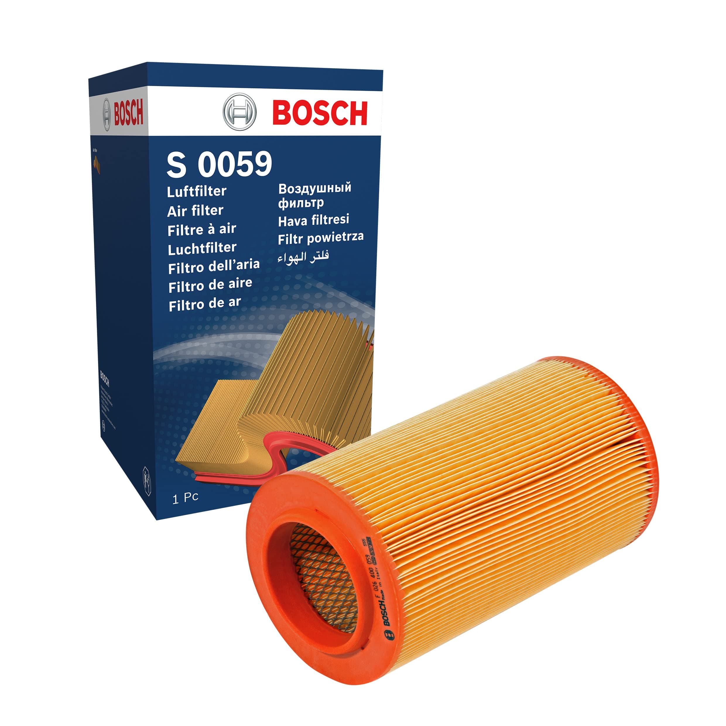Bosch S0059 Car Air Filter - Separates Particles from the Air Intake - Moisture-resistant plus High Tensile Strength