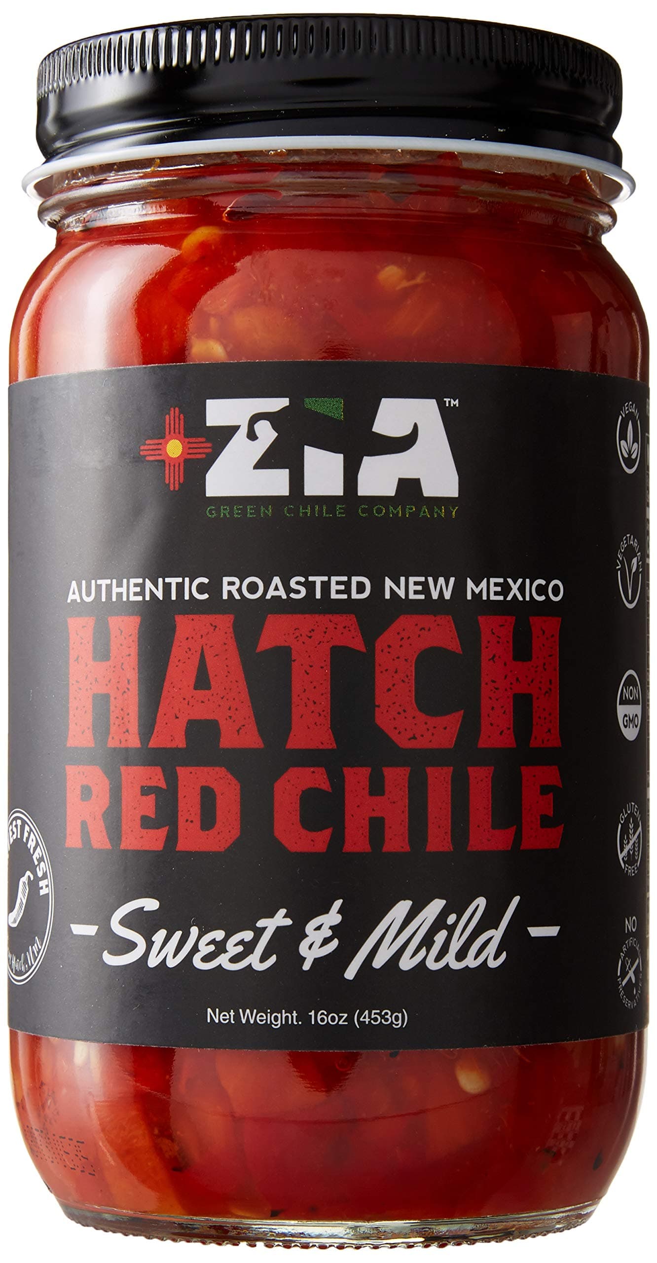 Original New Mexico Hatch Red Chile By Zia Green Chile Company - Delicious Flame-Roasted, Peeled & Diced Southwestern Certified Red Peppers For Salsas, Stews & More, Vegan & Gluten-Free - 16oz