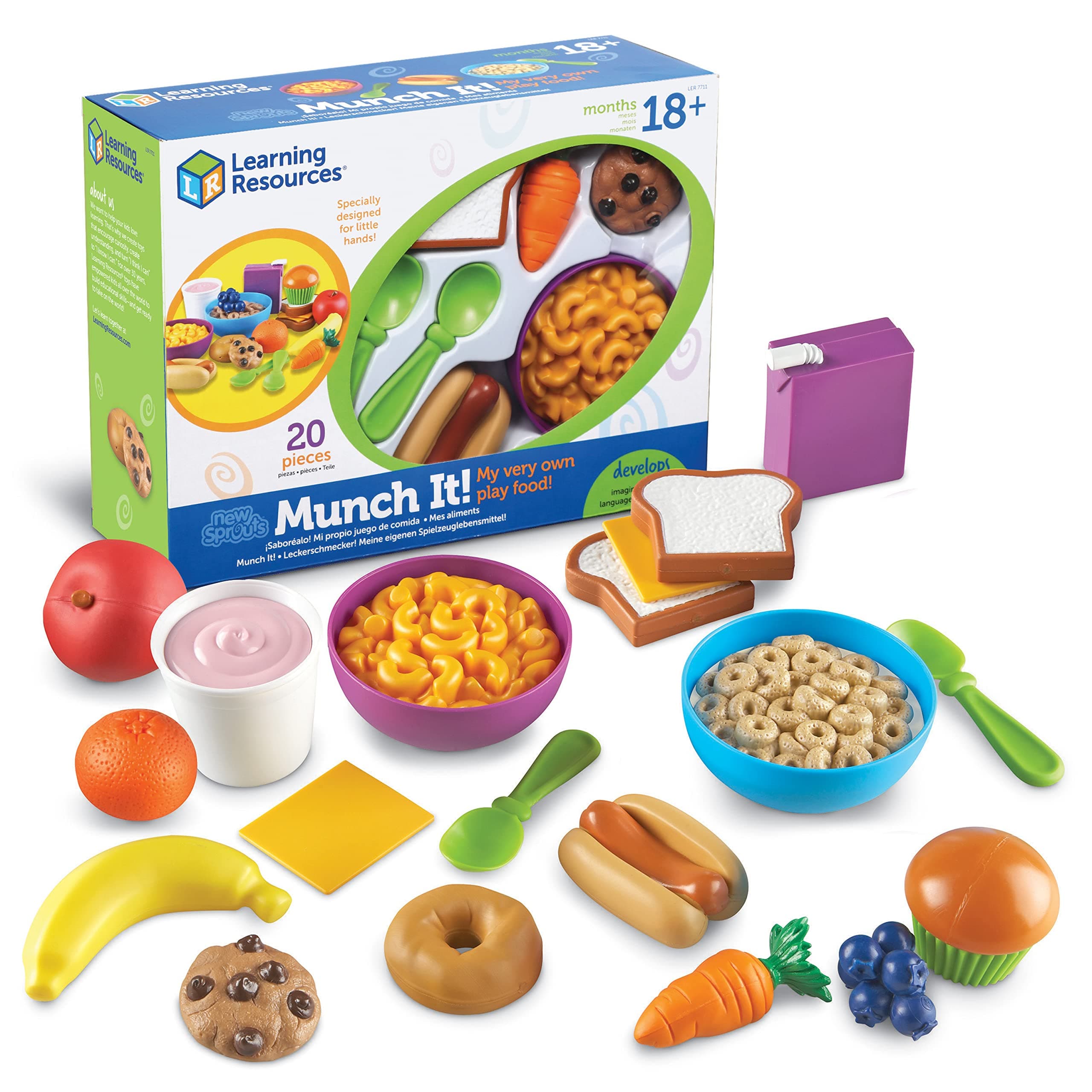 Learning Resources New Sprouts Munch It Food Set, Pretend Play Toy for Toddlers, Preschool Learning Toys, Kitchen Play Toys for Kids