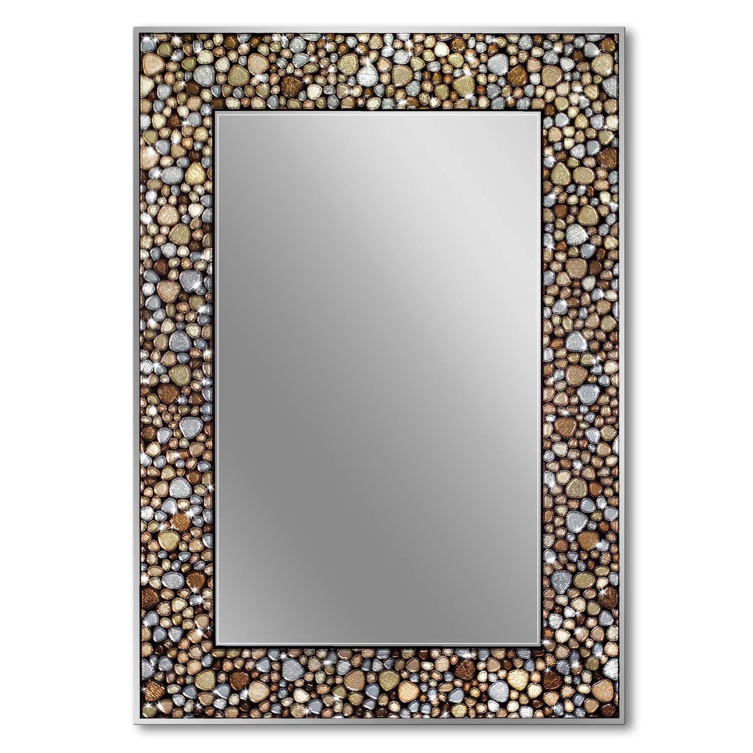 Head West Frameless Pebble Glass Mosaic Rectangle, 22 inches by 32 inches Wall Mirror, Multi