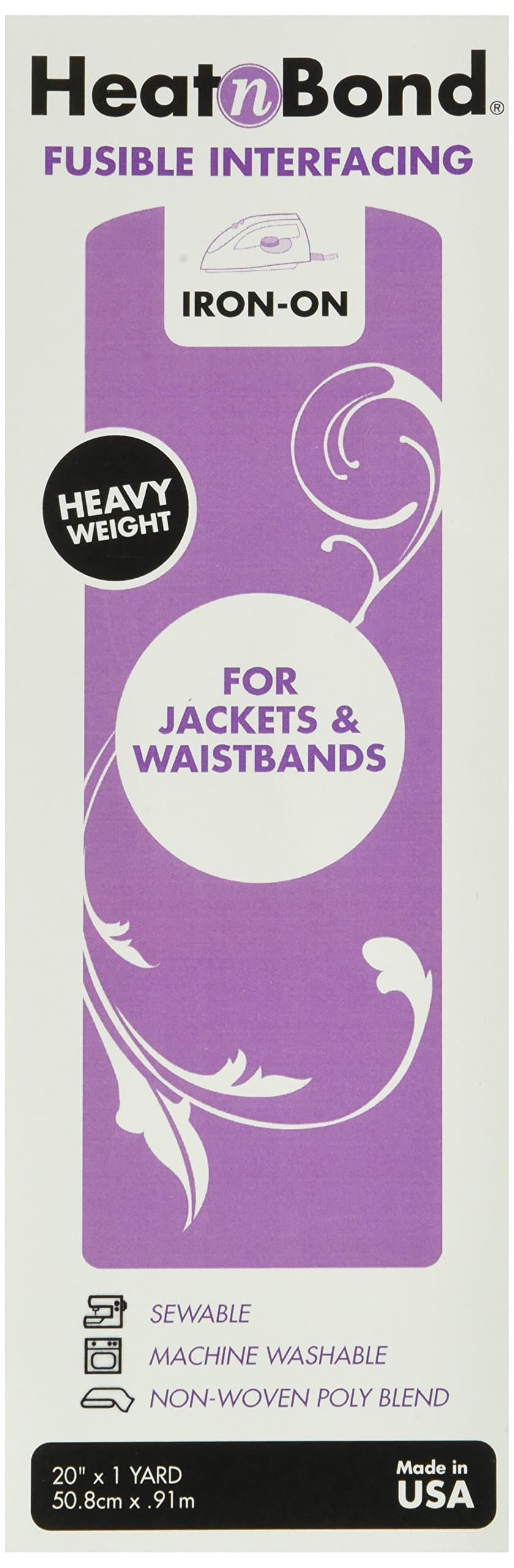 THERMOWEB 3338 Heat'n Bond Heavy Weight Iron-On Fusible Interfacing-White 20"X36"