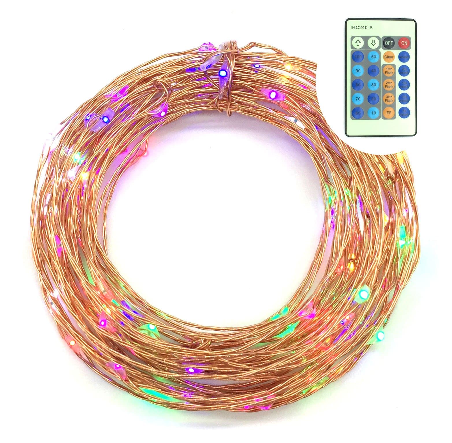 Unitedtime Color LED Starry String Lights with Remote Controller, 33 ft Copper Wire Firefly Lights,Suitable for Indoors or Outdoors.