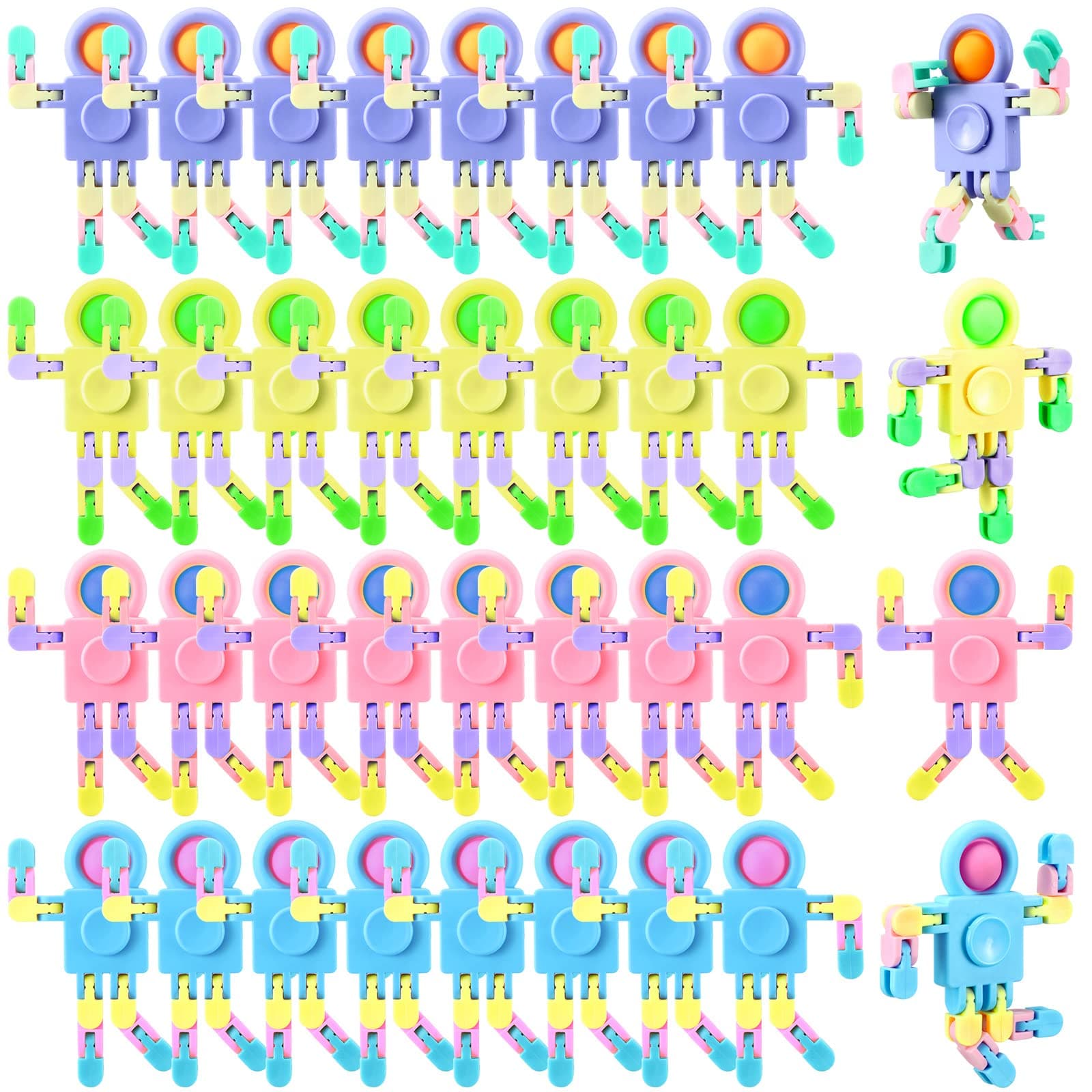 Libima 32 Pcs Robot Fidget Spinner Toys Transformable Sensory Fidget Toys Fingertip Toy Transformable DIY Chain Valentines Day Gifts Men Easter Stocking Stuffers for Teens