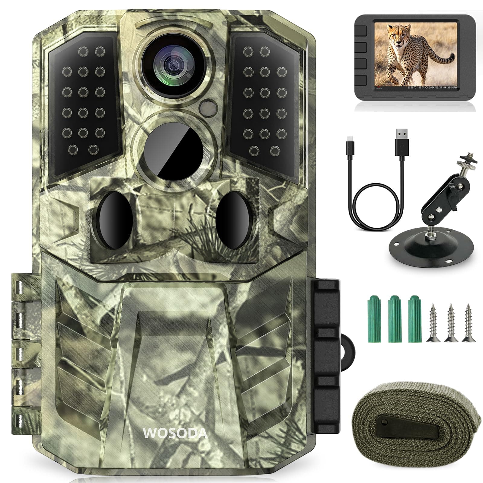 36MP 1920P Trail Camera, Game Camera with Night Vision Motion Activated 0.2s Trigger Time 120° Wide Sensor Hunting Deer Cam Waterproof with 2'' LCD for Outdoor Wildlife Monitoring