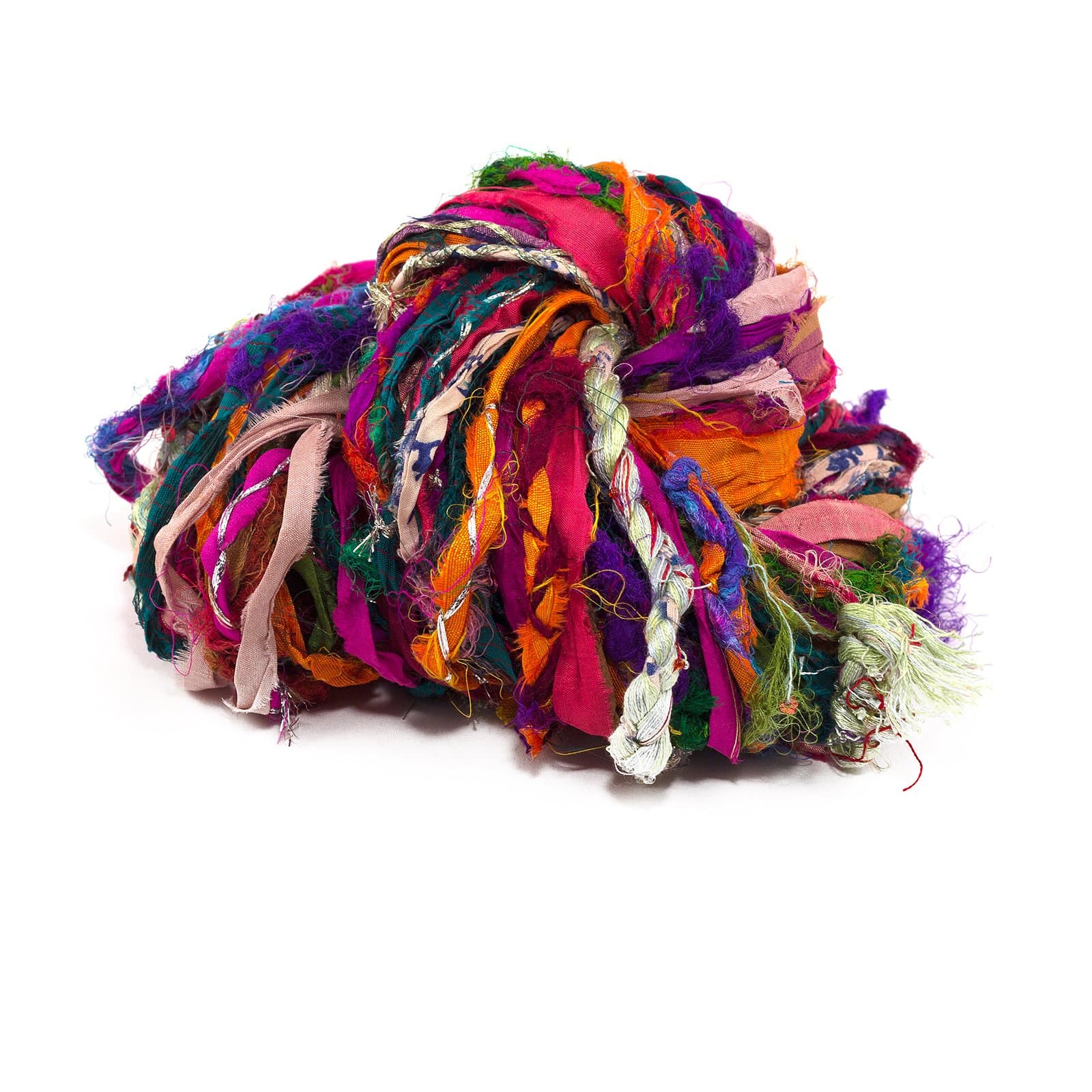 DARN GOOD YARN, Istanbul Sparkle Embellished Sari Silk Ribbon, 30 Yards, Multicolor, 100 Grams, 1 Skein