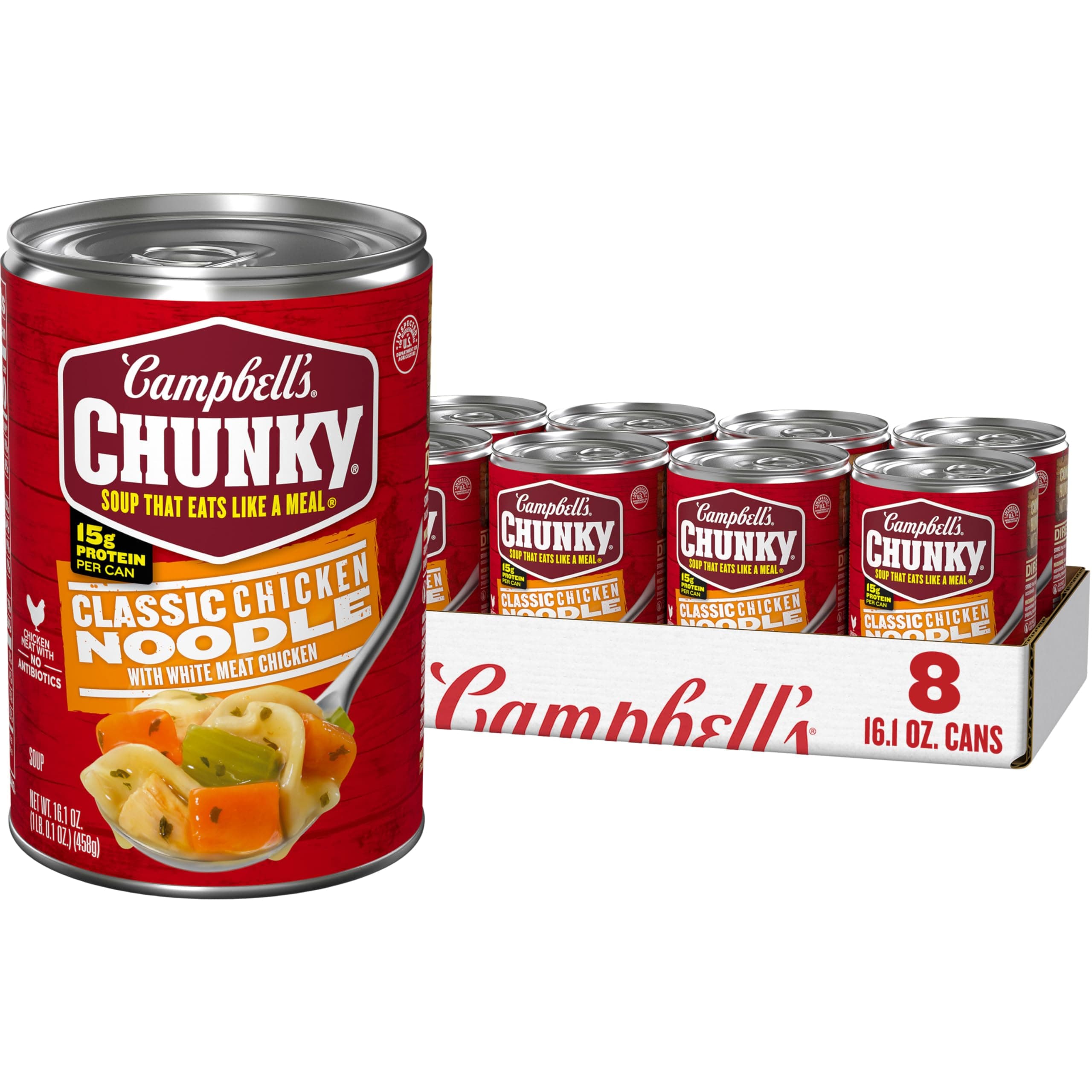 Campbell's Chunky Soup, Classic Chicken Noodle Soup, 16.1 Oz Can (Case of 8)
