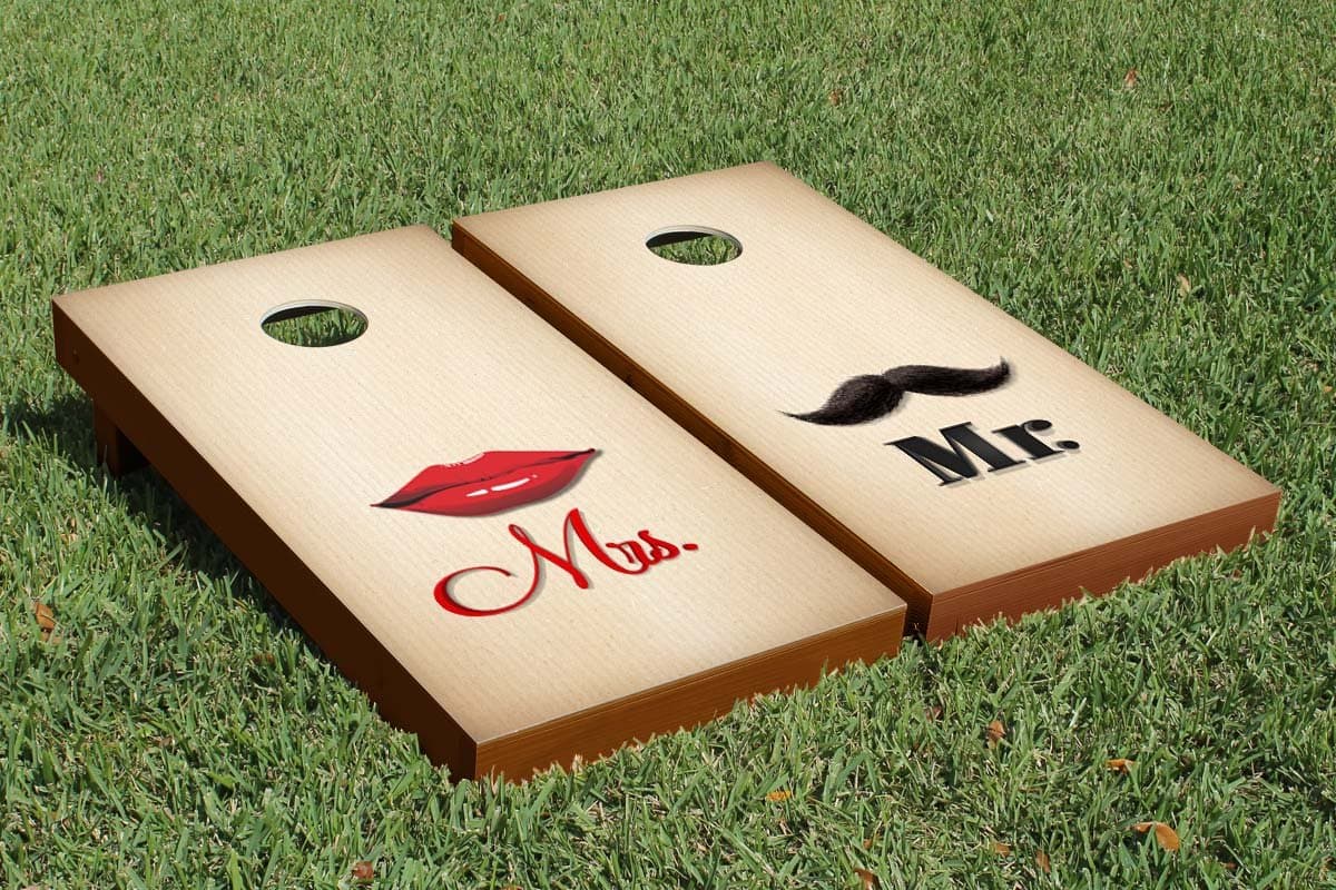 Mr and Mrs Lips Wedding Version 1 Cornhole Game Set