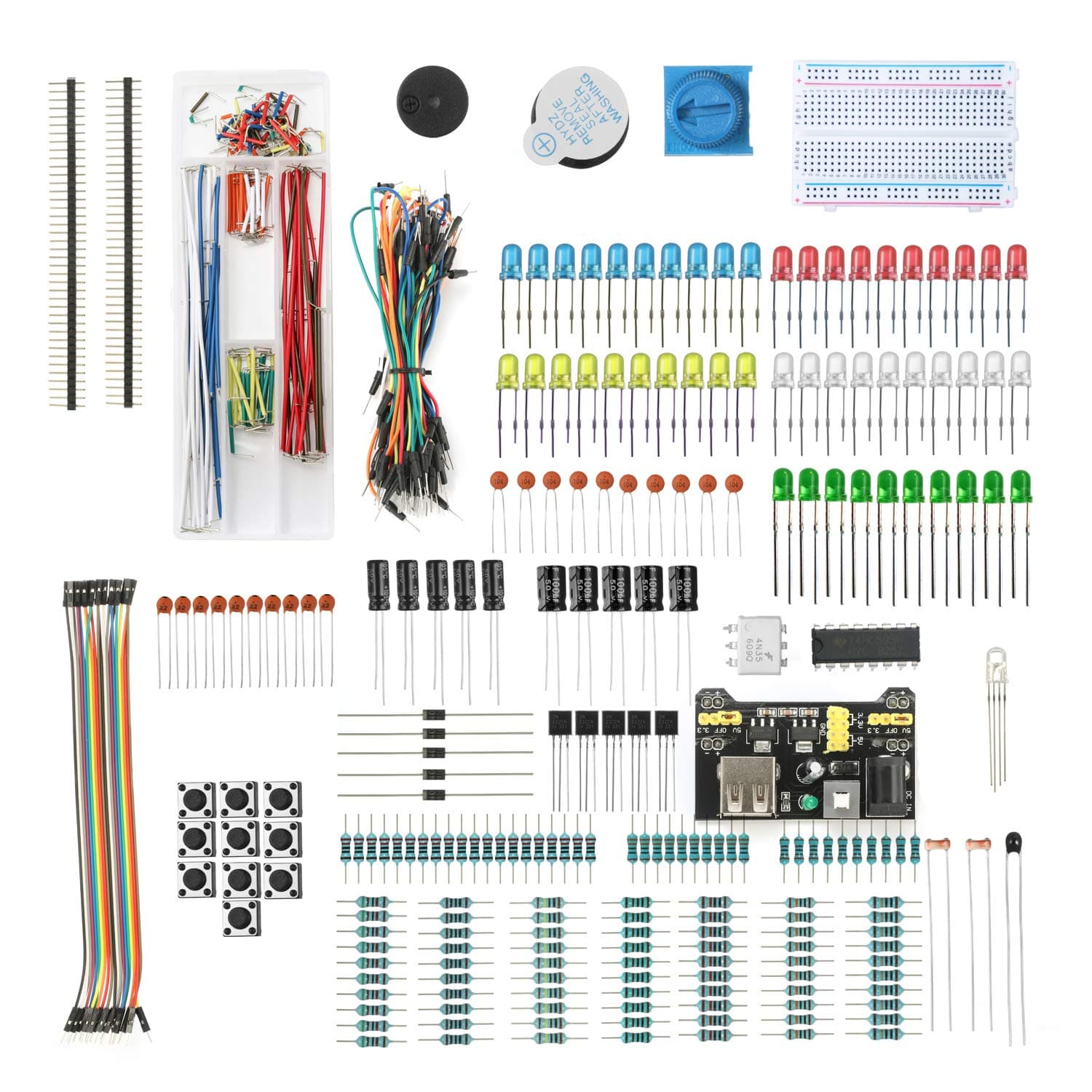 Arduino Electronic Fun Kit Bundle | Basic Electronics Components Kit | for Arduino, Raspberry Pi, STM32 | Power Supply Module, Power Adaptor, Jumper Wire and …