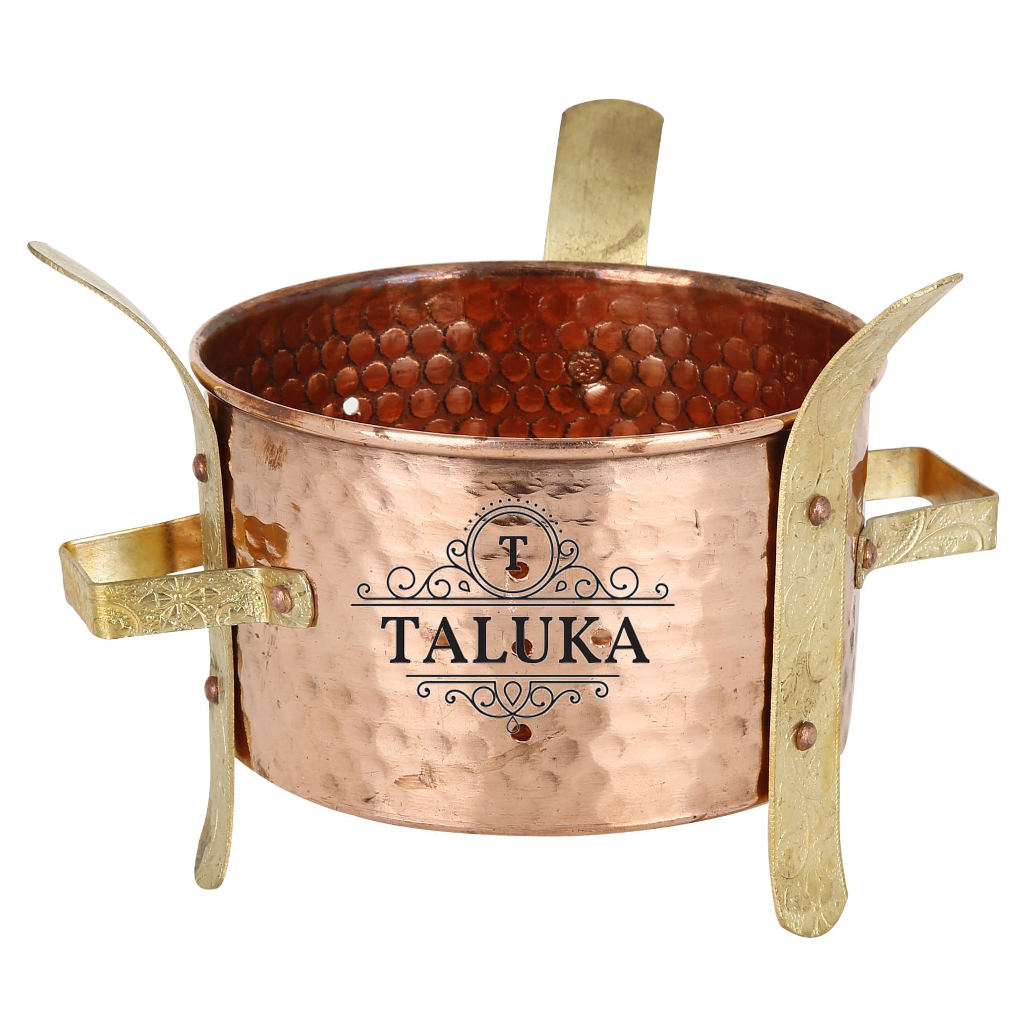 Taluka Handmade Brass Stand Copper Sigadi/sigri Warm for Restaurant/Home, 5" X 5" Inch, Brown