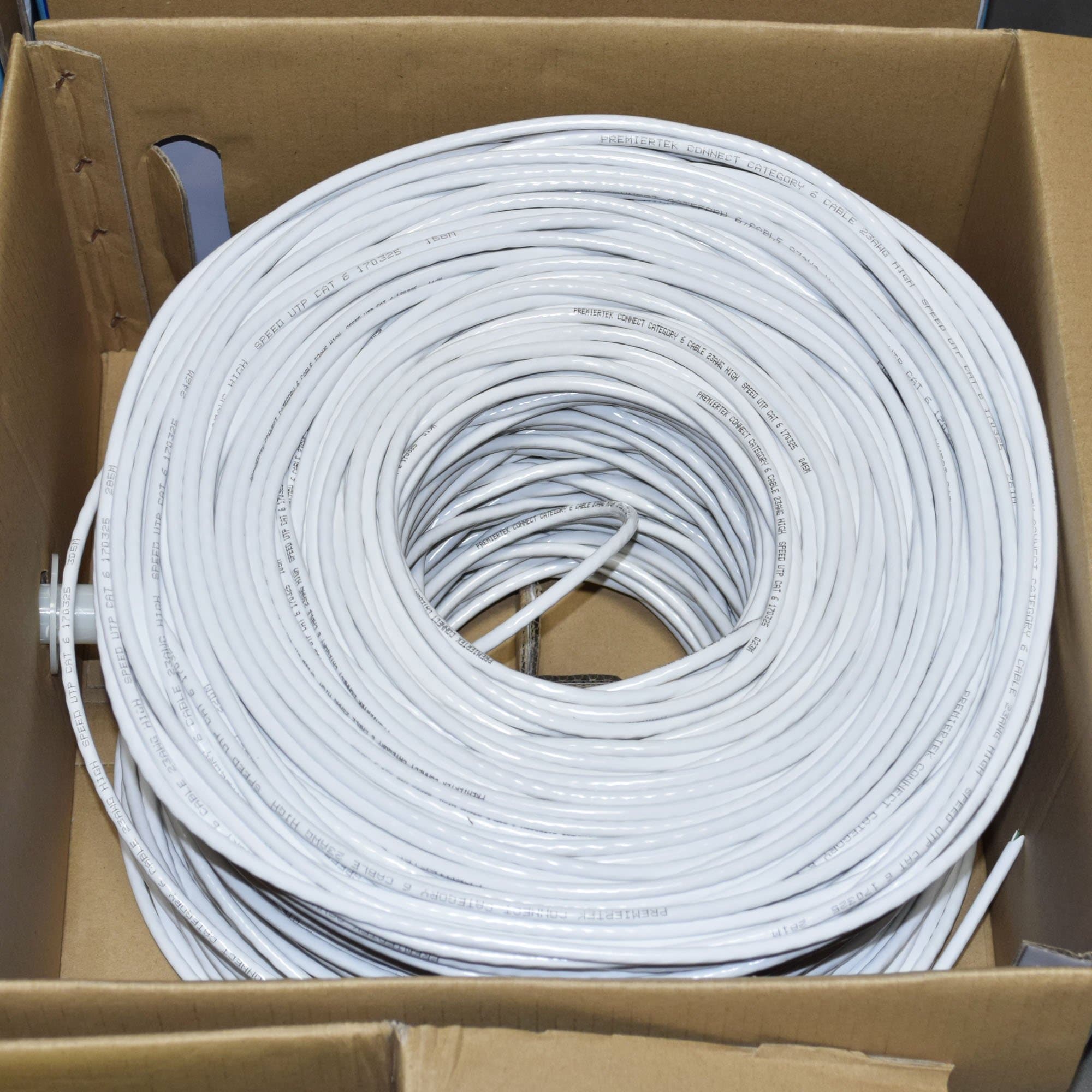 Premiertek 1000Ft Cat6 23AWG UTP Solid 4-Pairs Network Ethernet LAN Cable Bulk White (CAT6-CCA-1KFT-W)